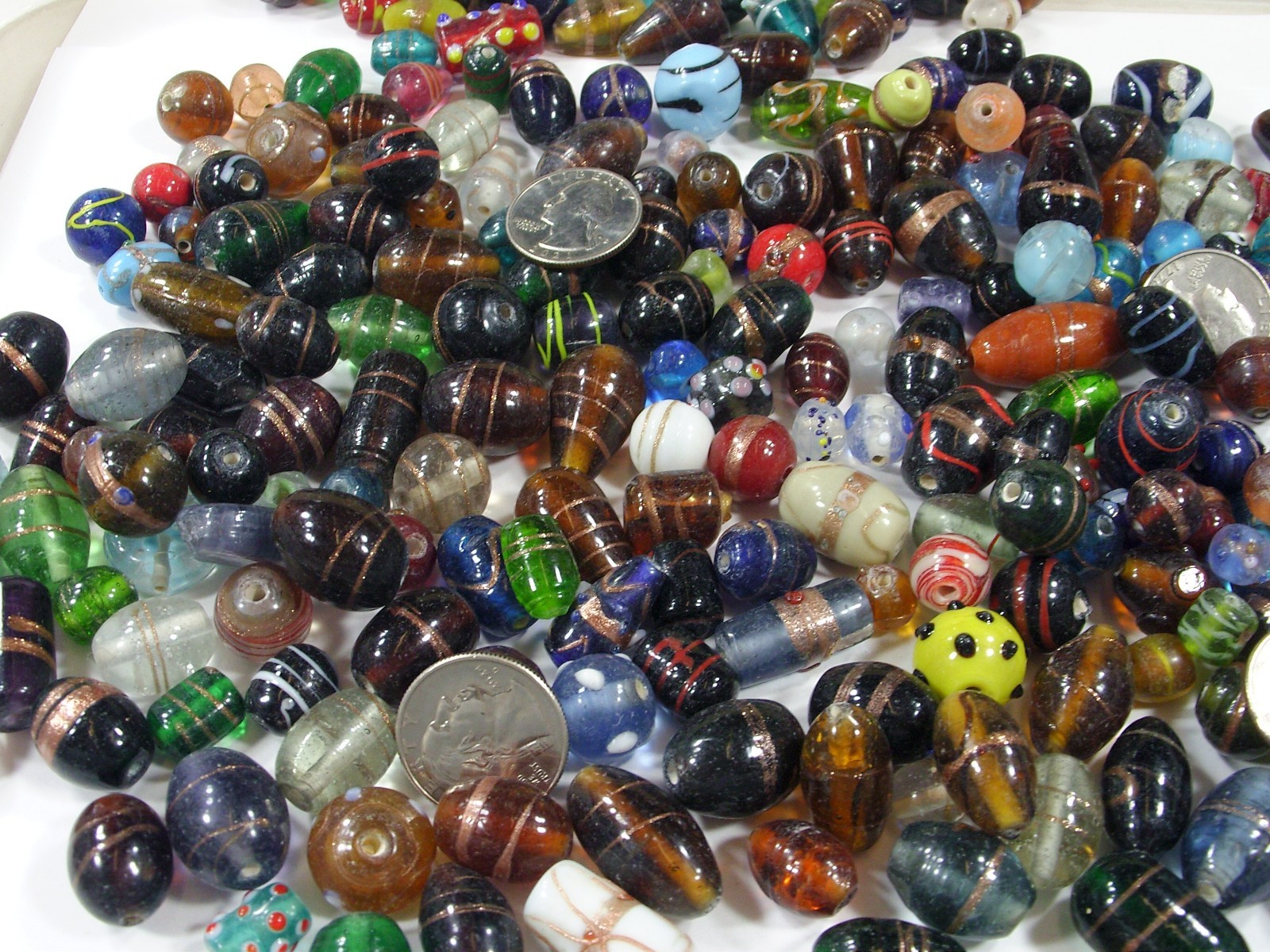 2 Pounds Assorted Shapes and Sizes Old Stock India Handmade Glass Beads (Y-68)⭐