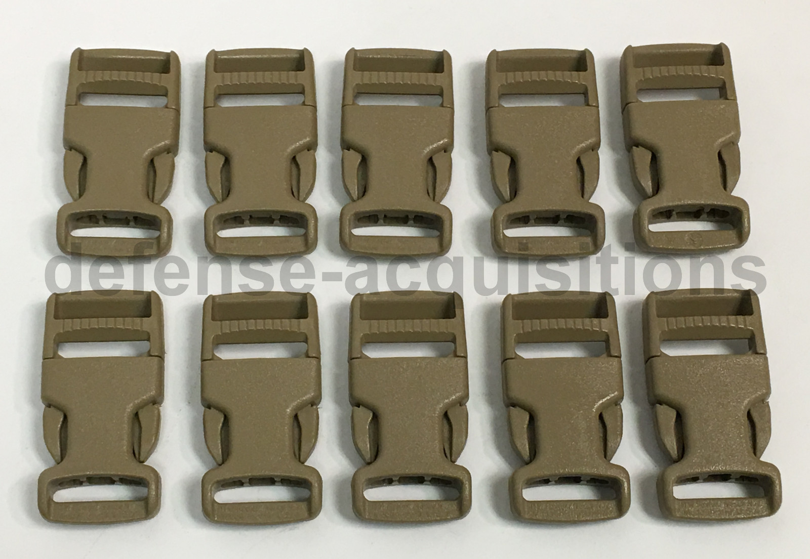 LOT OF 10 – Side Release Side Squeeze Single Adjust Buckle 1 INCH – TAN
