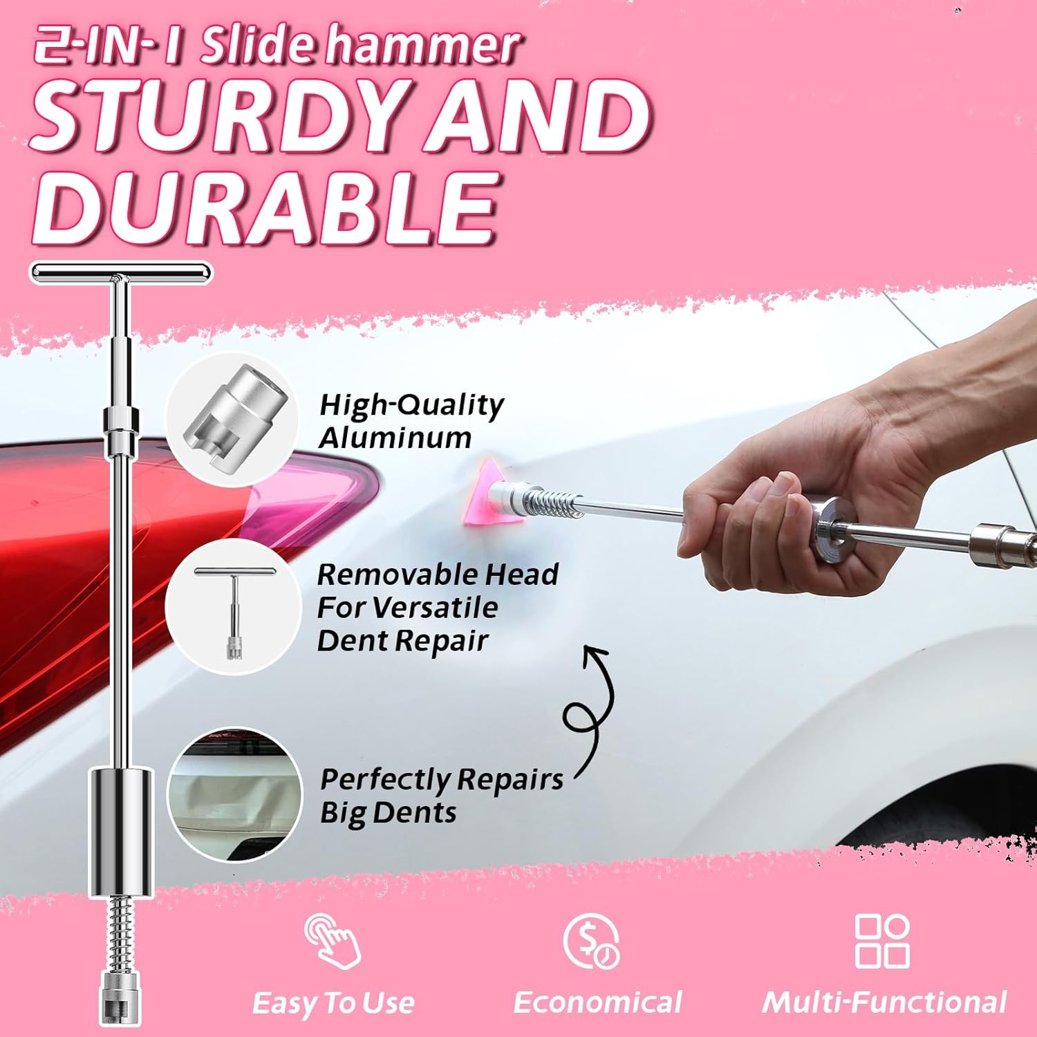 Car Dent Puller Kit, Paintless Dent Remover Tool with High Viscosity Puller Tabs