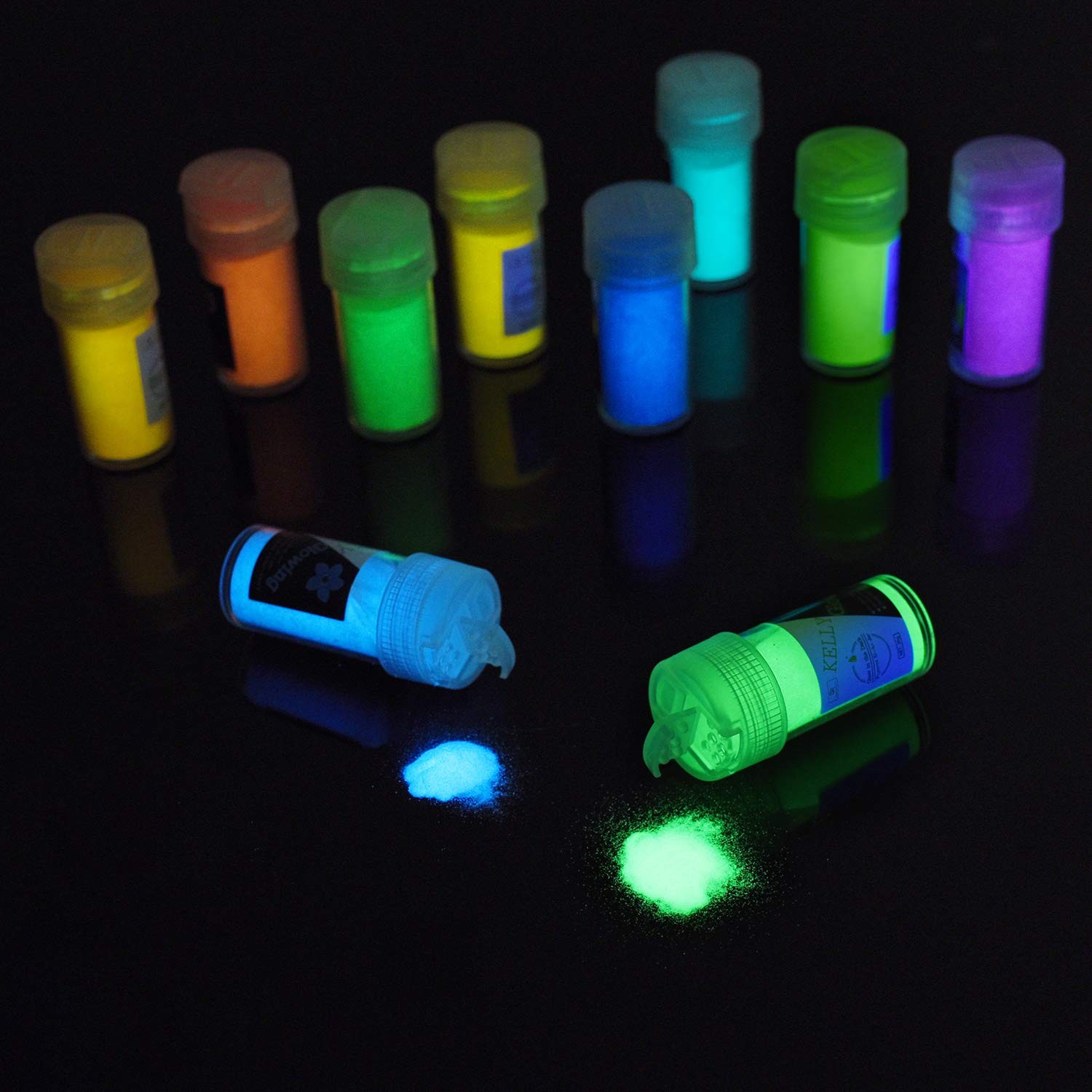 10 Color Glow In The Dark Pigment Powder with UV Lamp – Epoxy Resin Luminous …