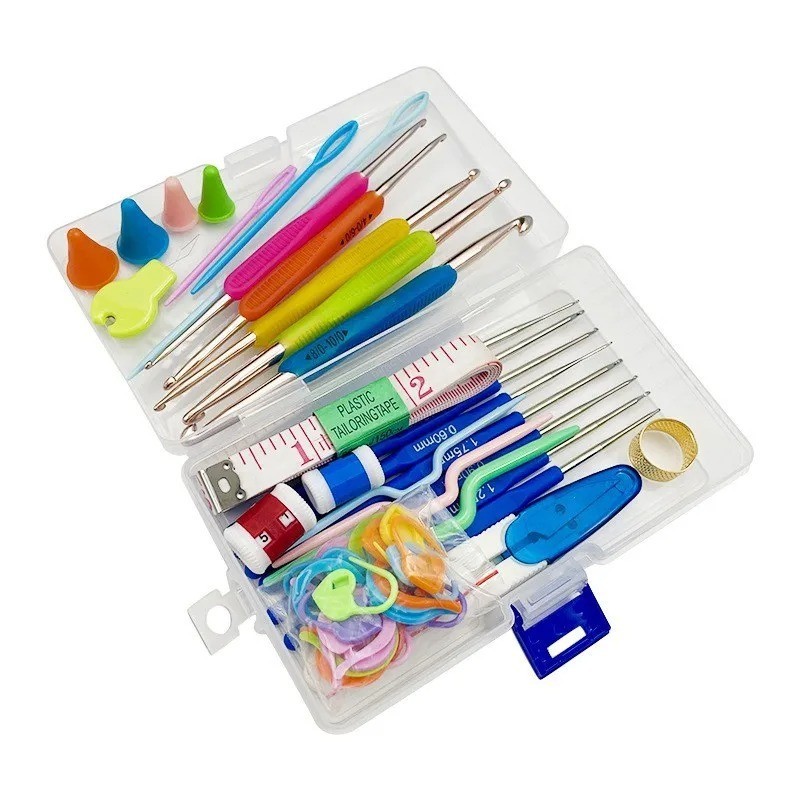 Crochet Hooks Set Steel Pastel 17 Styles Ergonomic Easy Grip Bright