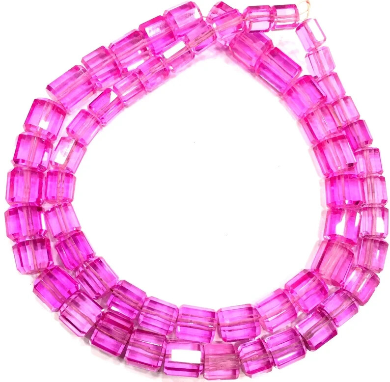 Extremely Rare Pink Sapphire Faceted Nuggets Beads Long Tube Gemstone Beads.