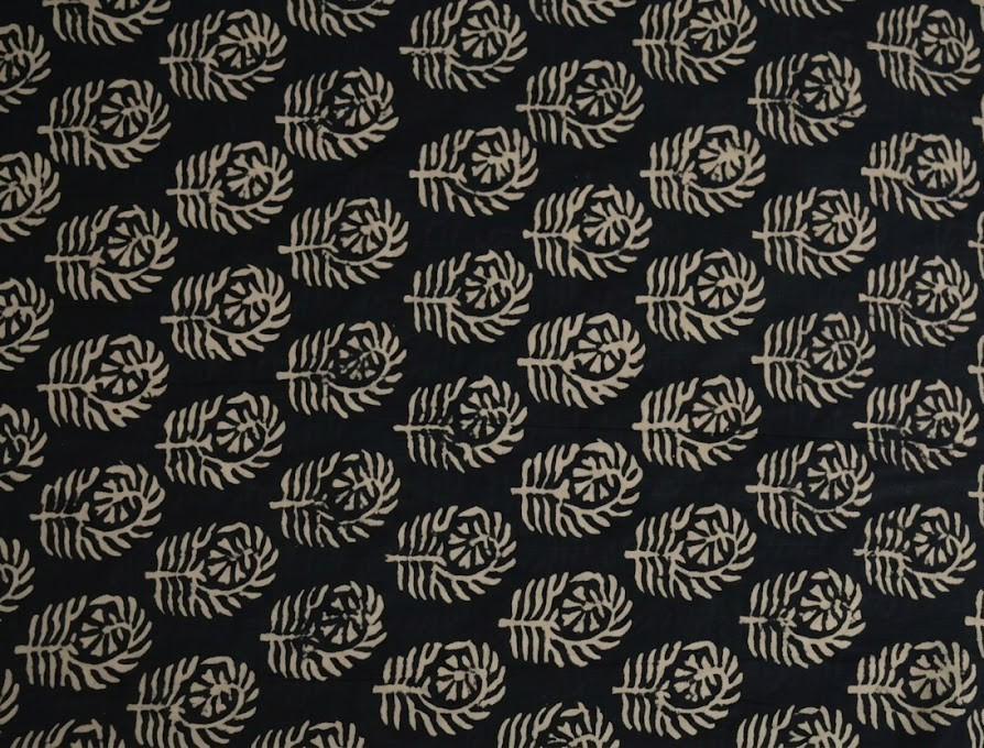 Black & Beige Hand Block Fabric 20 Yard 100%Cotton NO TARRIF CHARGES 100%✅ KK16