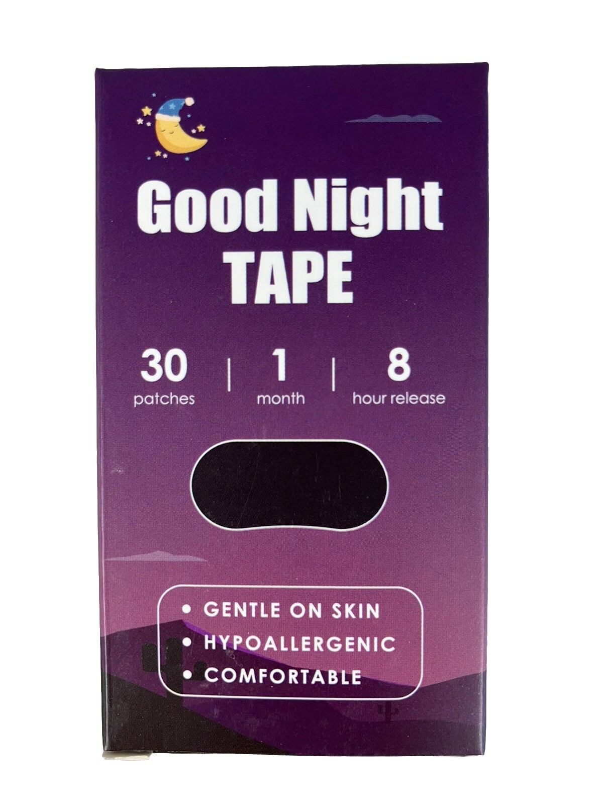 Good Night Tape 8 Hour Release 30 Patches 1 Month Supply Gentle on Skin