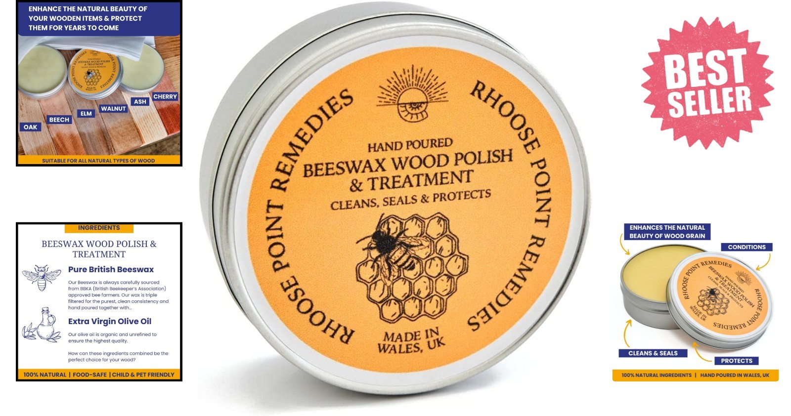 Eco-Friendly Beeswax Polish for Cutting Boards, Furniture, & Ornaments 1 Fl Oz