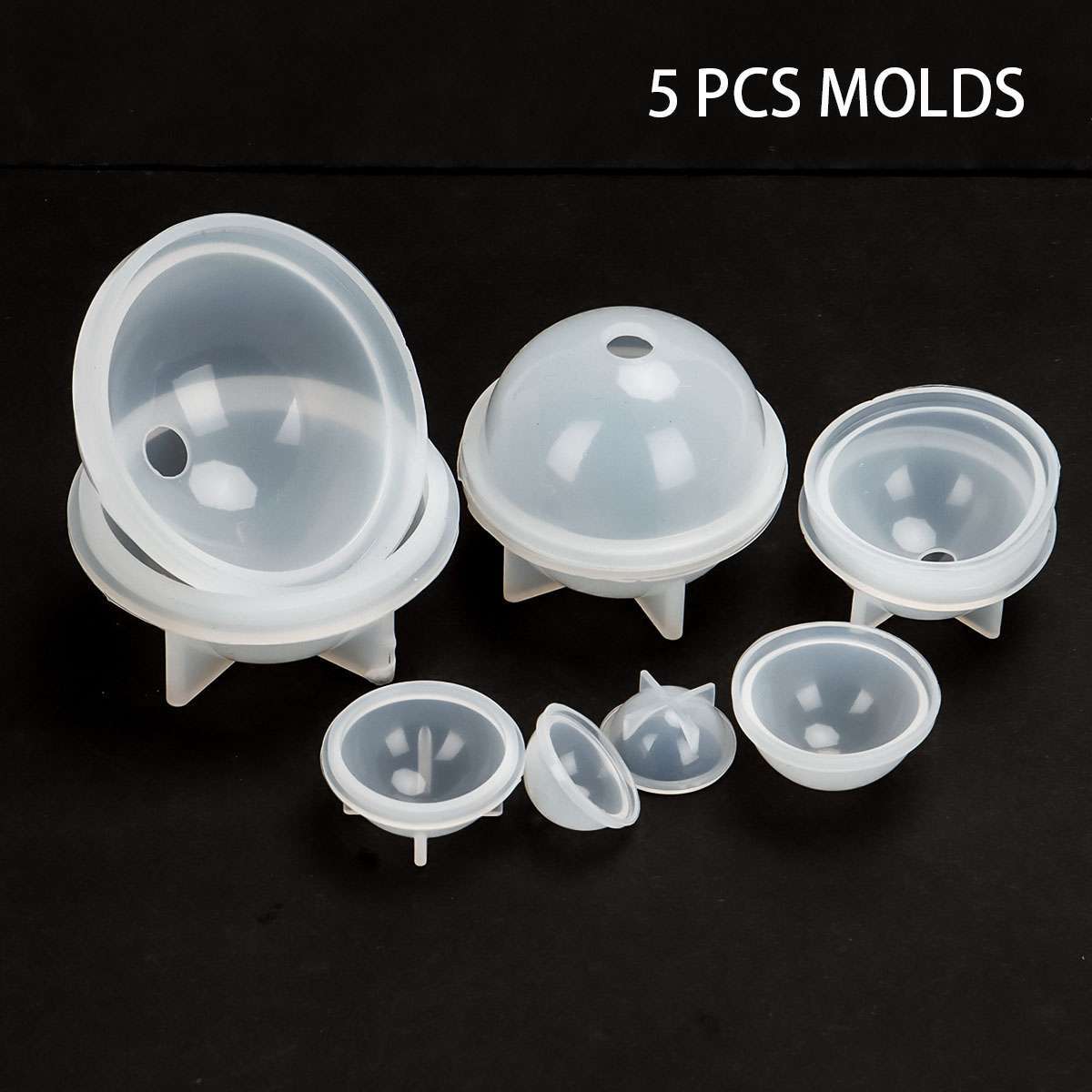 5Pcs Silicone Ball Mould Sphere Mold Balls Epoxy Resin Casting DIY Making Craft