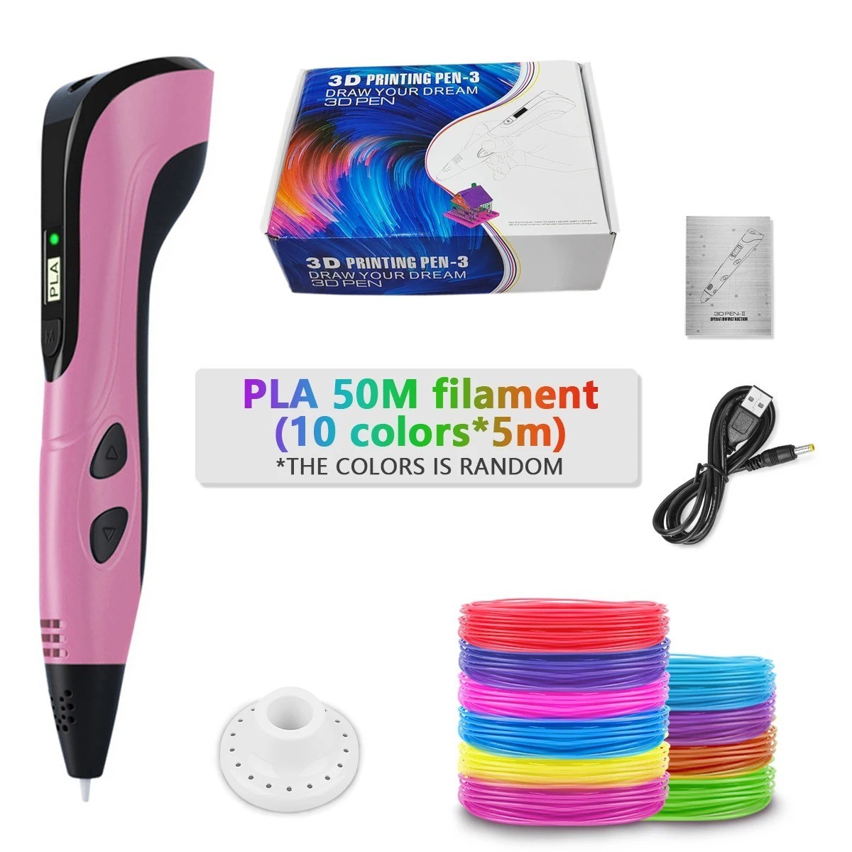 New Style 3D Printing Pen Set for Kids with PLA Filament Power Supply Travel Cas