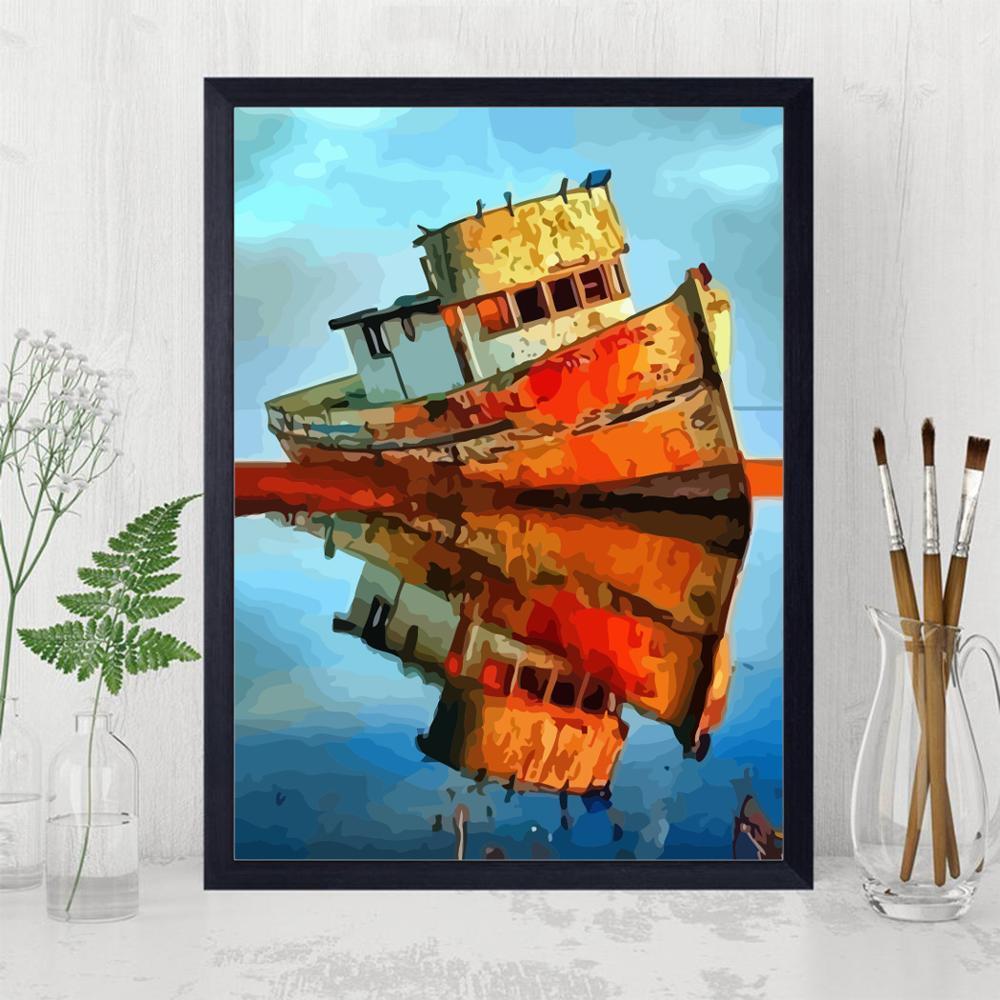 Paint by Number Kits Sunset Boat Acrylic Paint DIY for Adults 16x20in
