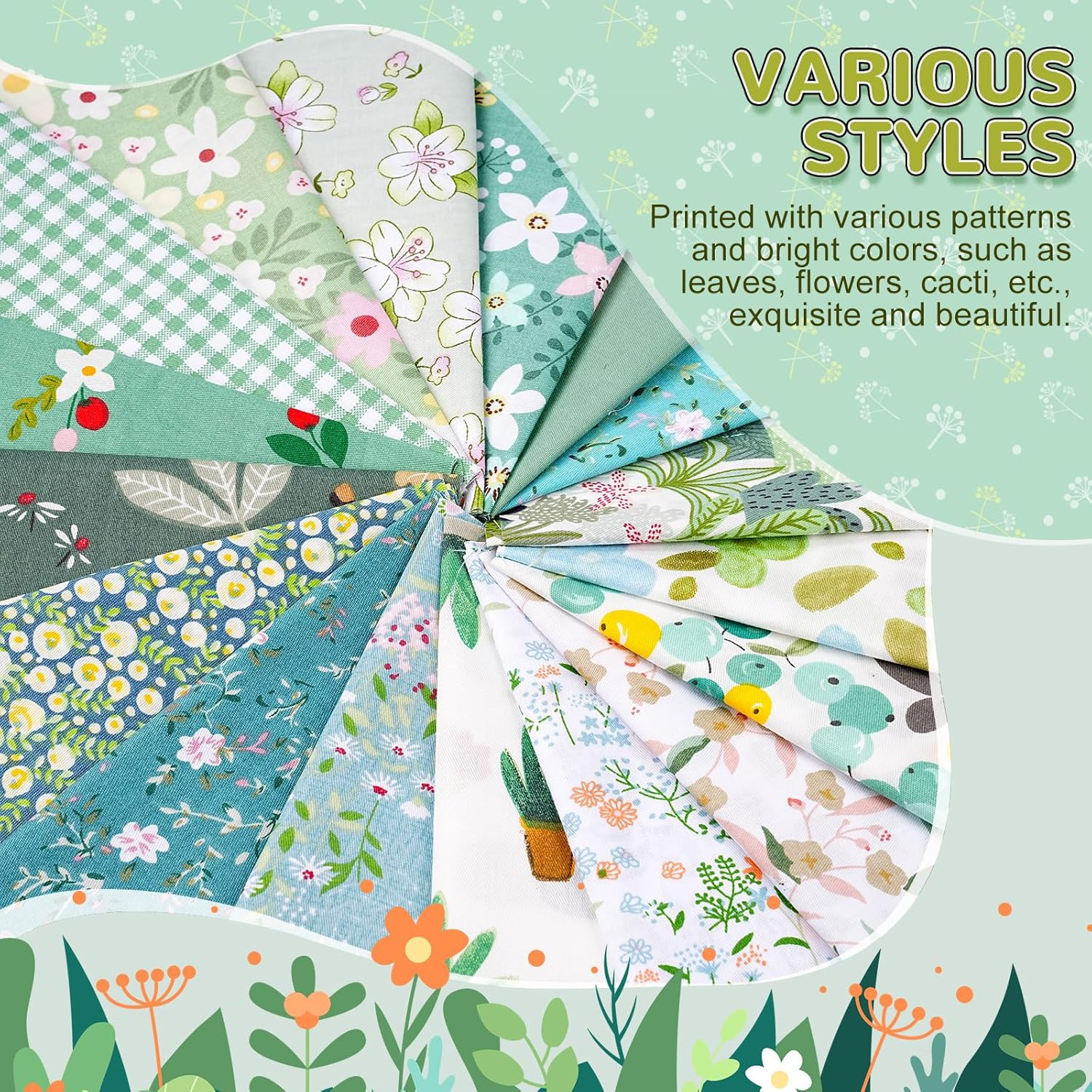 70Pcs 10 X 10 Inch Quilting Cotton Fabric Squares Layer Cakes Multicolor Floral