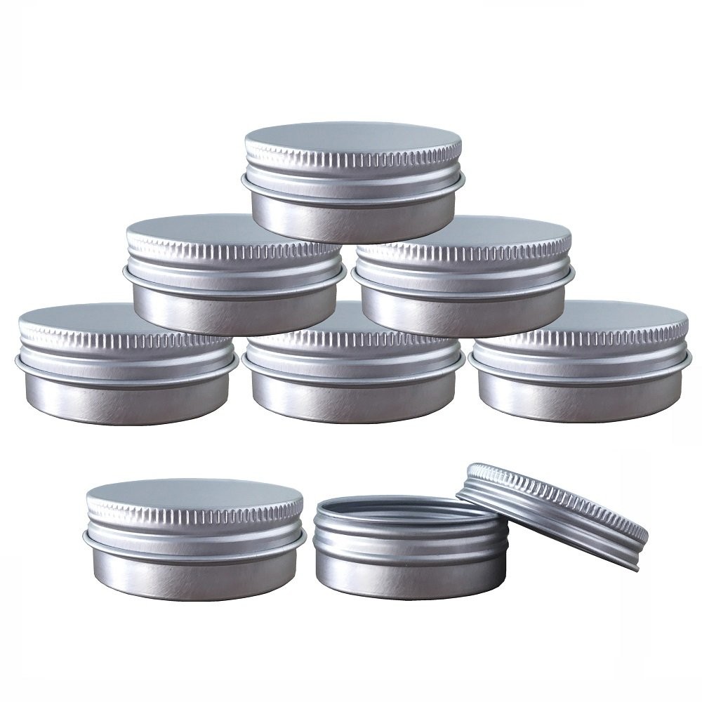 24 Pack (1 Oz/30Ml) Screw Top round Aluminum Tin Cans, Metal Tin Storage Jar Con