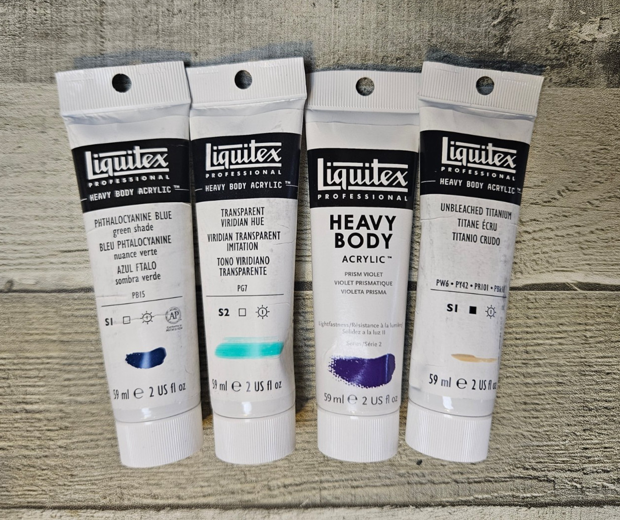 4 Liquitex Heavy Body Acrylic Paint – Viridian Violet Unbleached Phthalocyanine