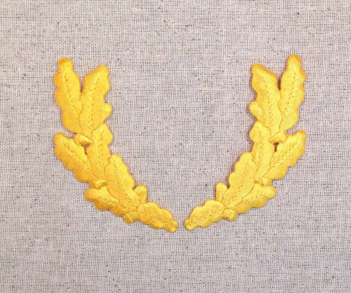 Yellow Gold Scrambled Eggs, Military Uniform, Oak Leaf, Iron on Patch