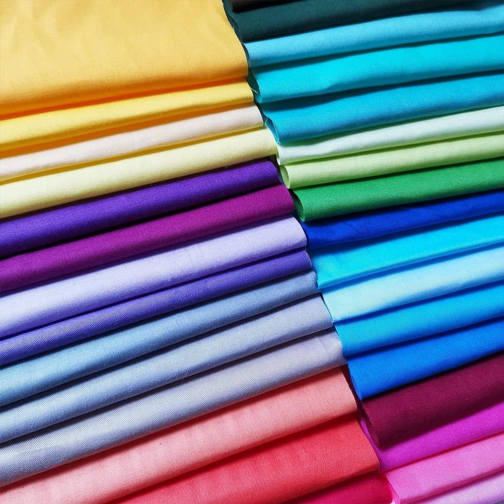 50 Pcs Quilting Fabric Bundles 8″ x 8″ 20cm×20cm Solid Colors Pure Cotton Precut