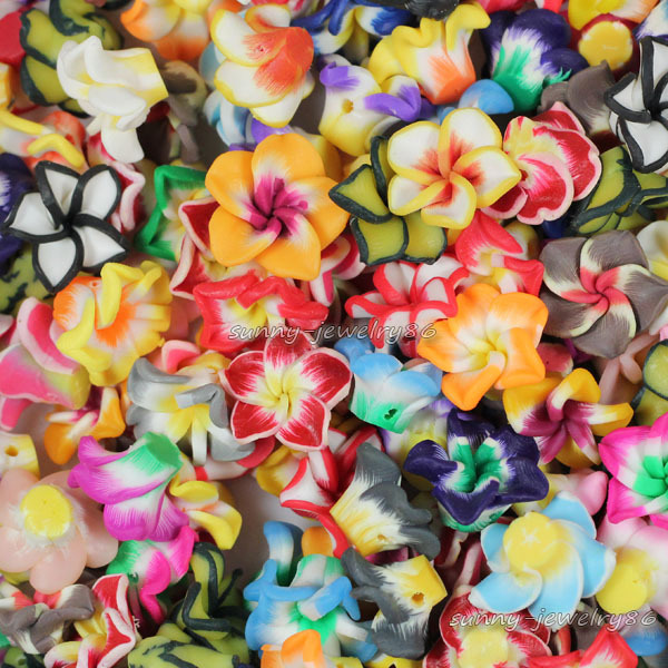 Wholesale! 50/100/200pcs 15mm Mixed Polymer Clay Flower Spacer Loose Beads