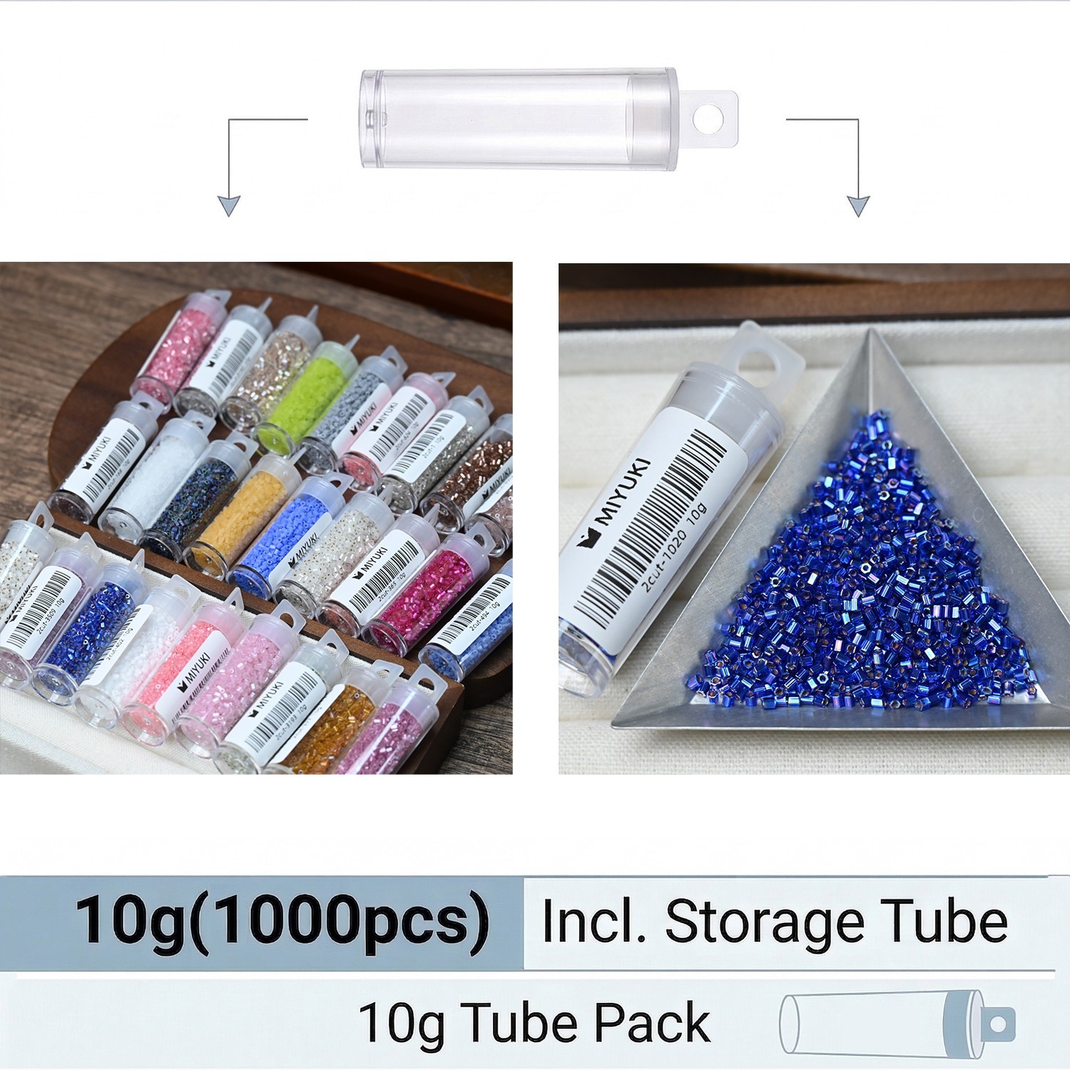 MIYUKI 2 Cut Hex Beads 10g Tube Glass Seed Beads for Beadwork Jewelry