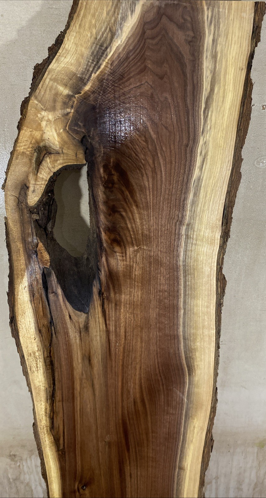 Live edge black walnut Wood slab kiln dried and planed 1”x10-13.5”x64”