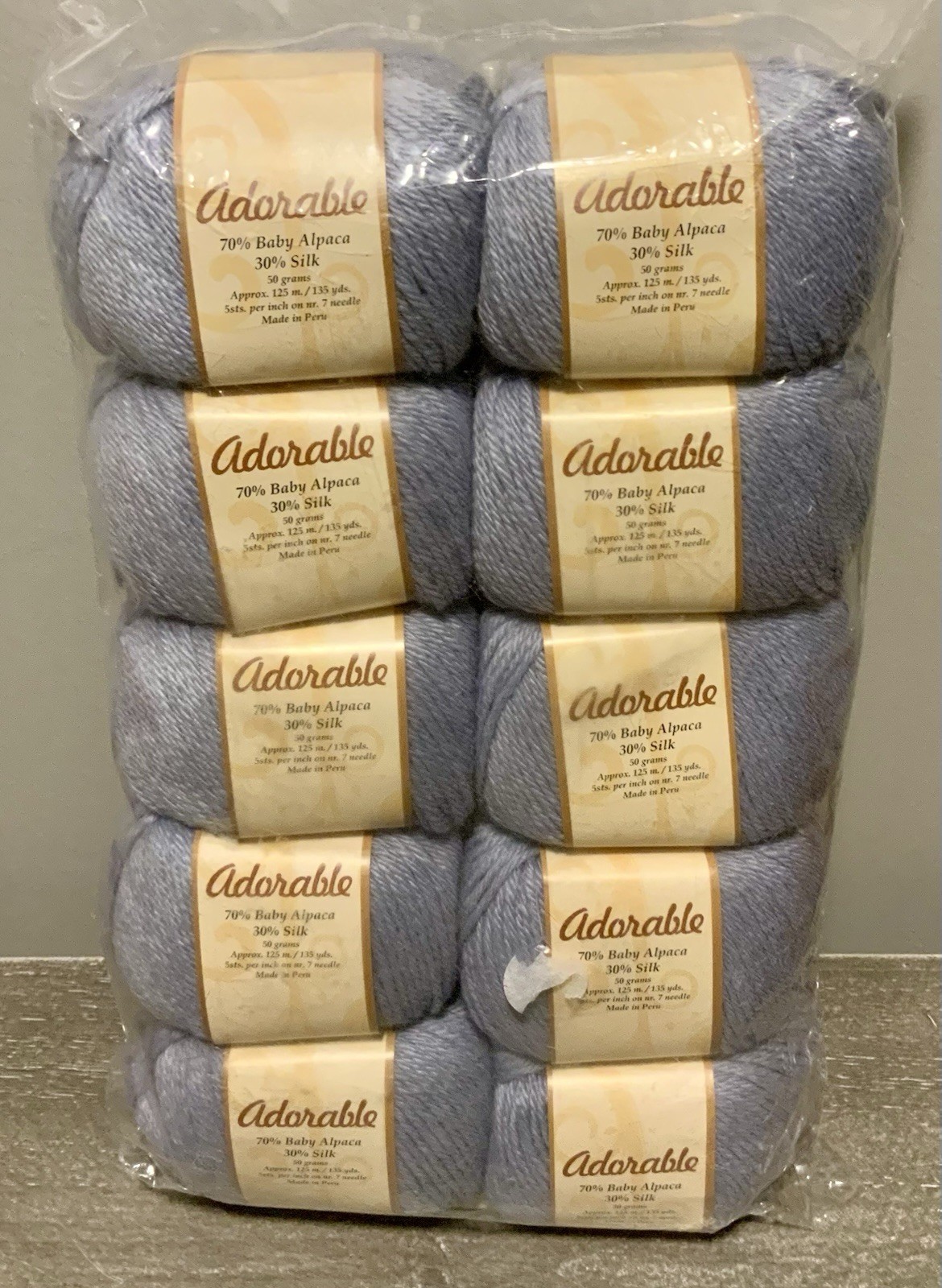 ADORABLE New Lot Of 10 Baby Alpaca Silk Yarn Balls 50g/125 Yd Color #305 Blue