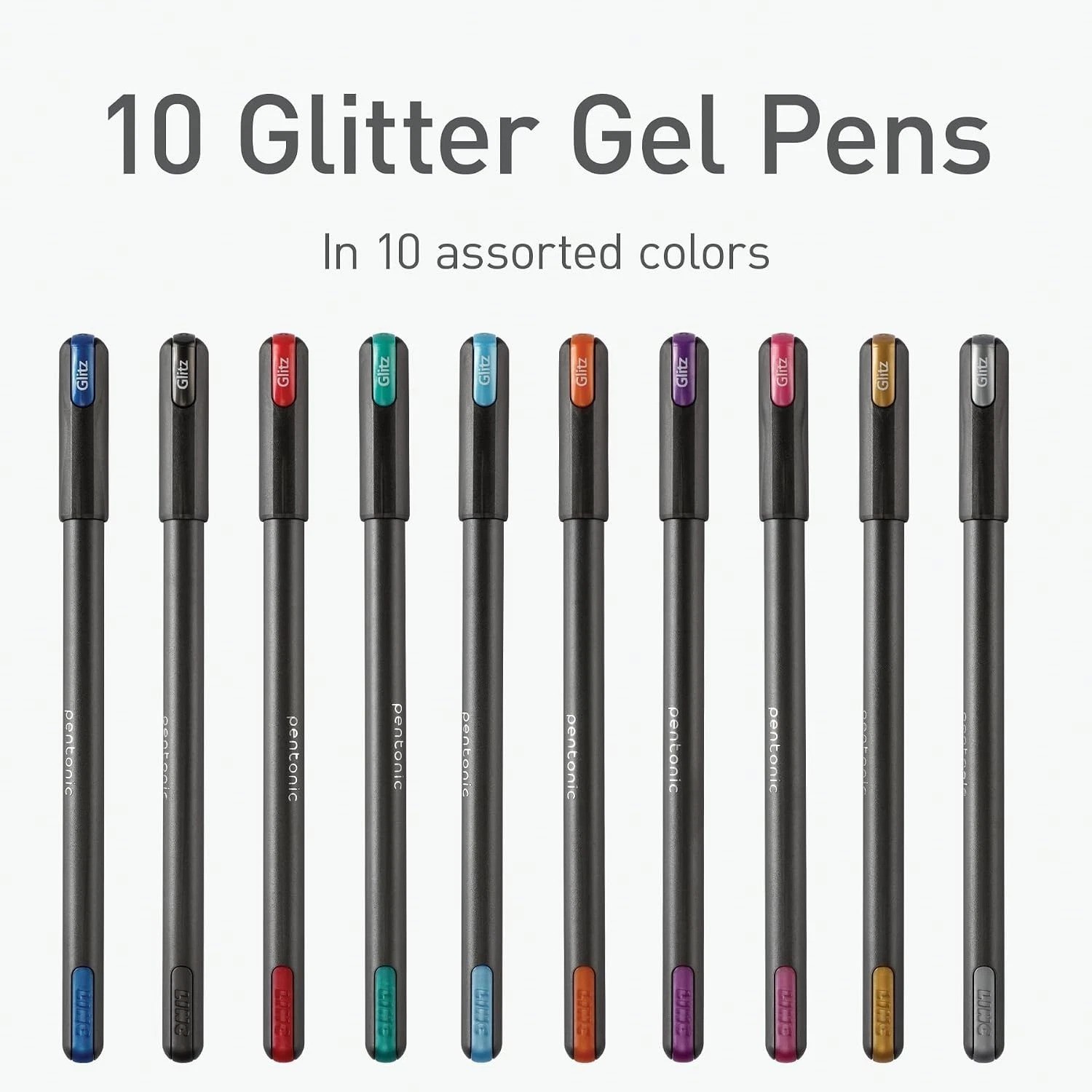 Pro Glitter Gel Pens 400ct, 10 Vivid Colors, 1.0mm Bold Tip, Smooth Writing, …