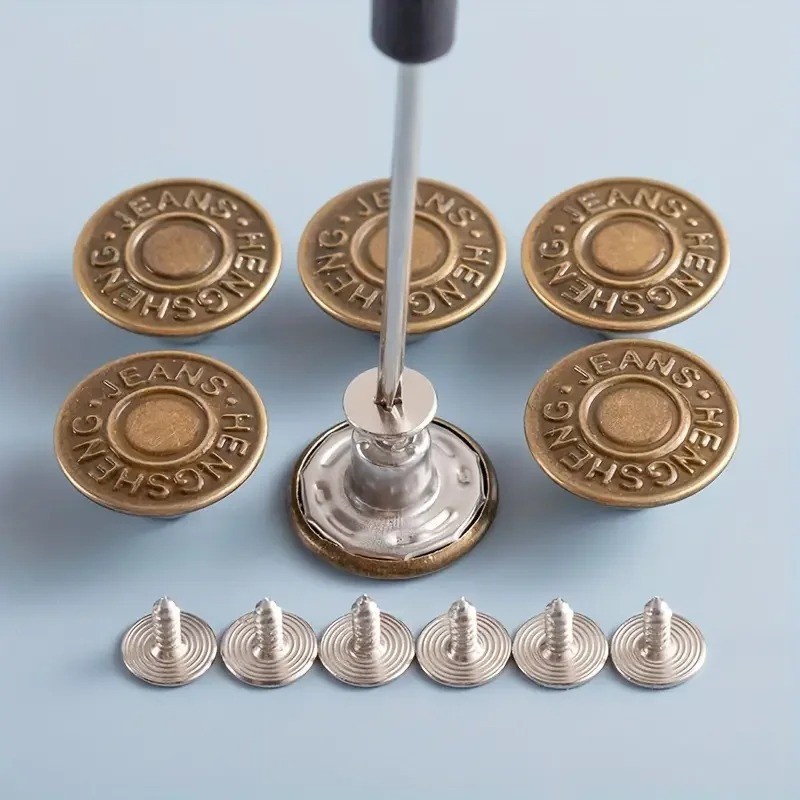 10PCS Adjustable No-Sew Jeans Buttons Metal Snap Fasteners for Denim Pants