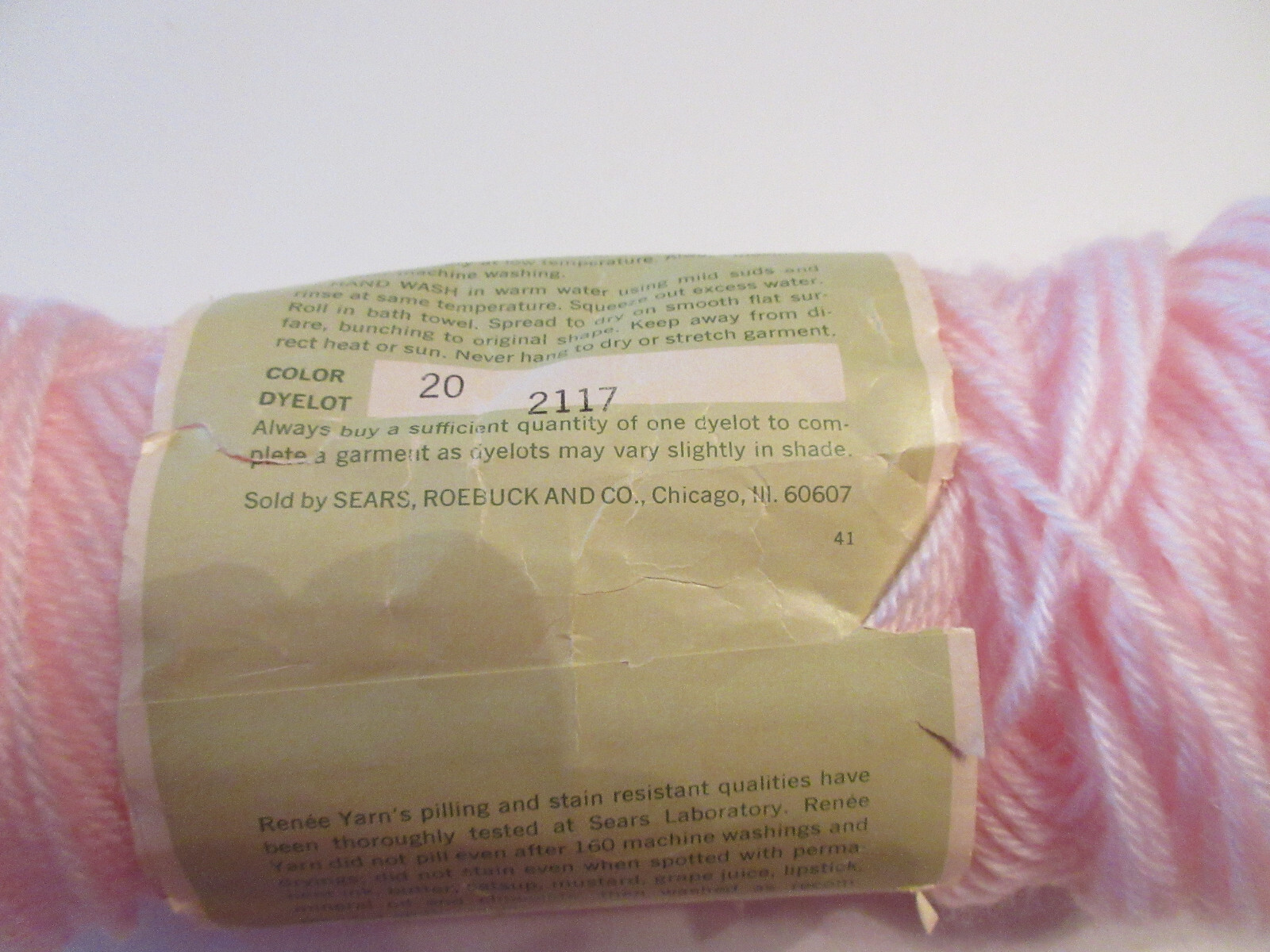 Sears Renee II yarn acrylic pink #20 partial skein 2.9 oz