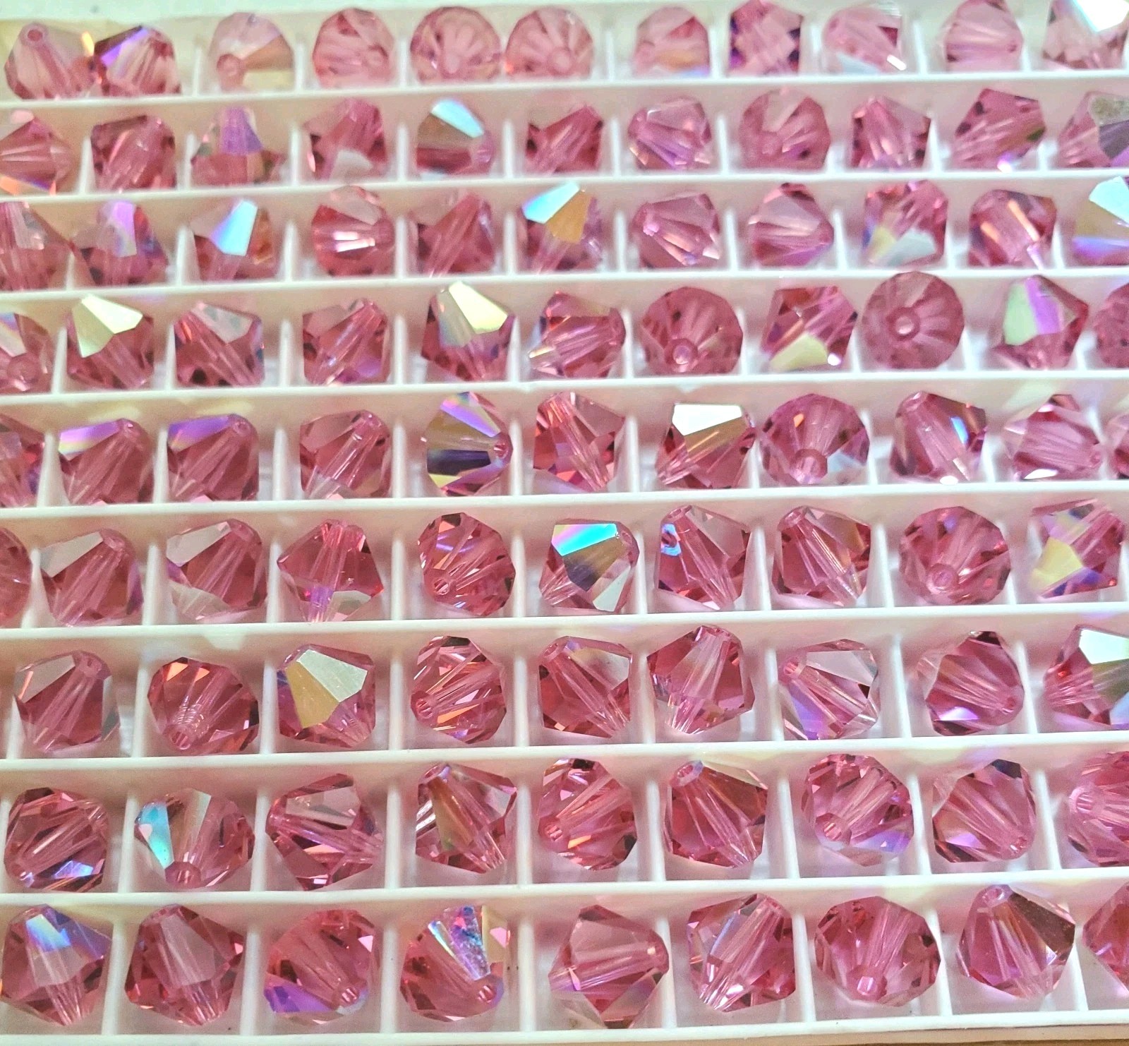 Vintage Swarovski 5301 7mm bicone beads Rose AB (24pcs)