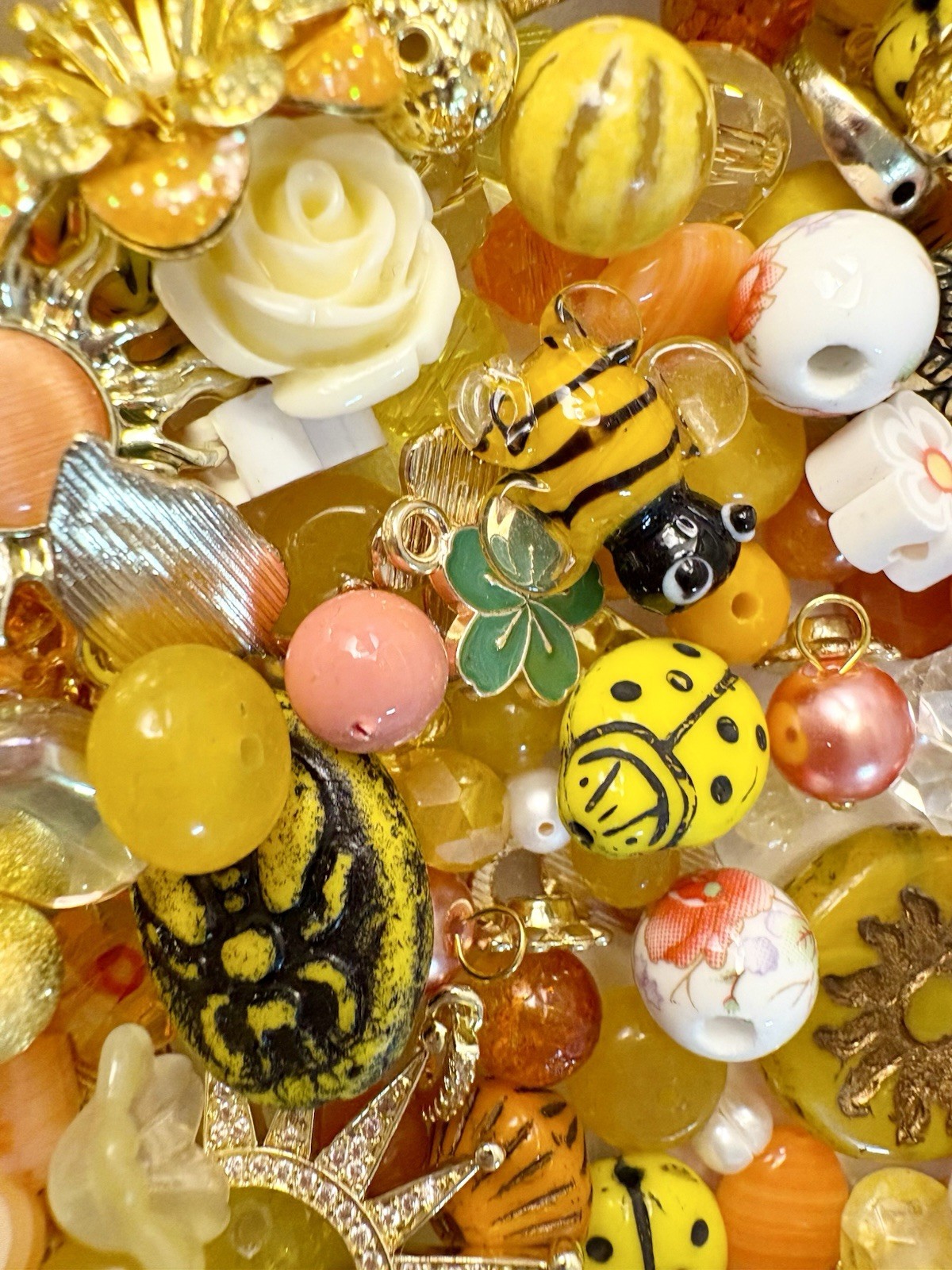 Yellow Sun BEAD MIX for Jewelry Making – Glass, Gemstone, Boho, Charms