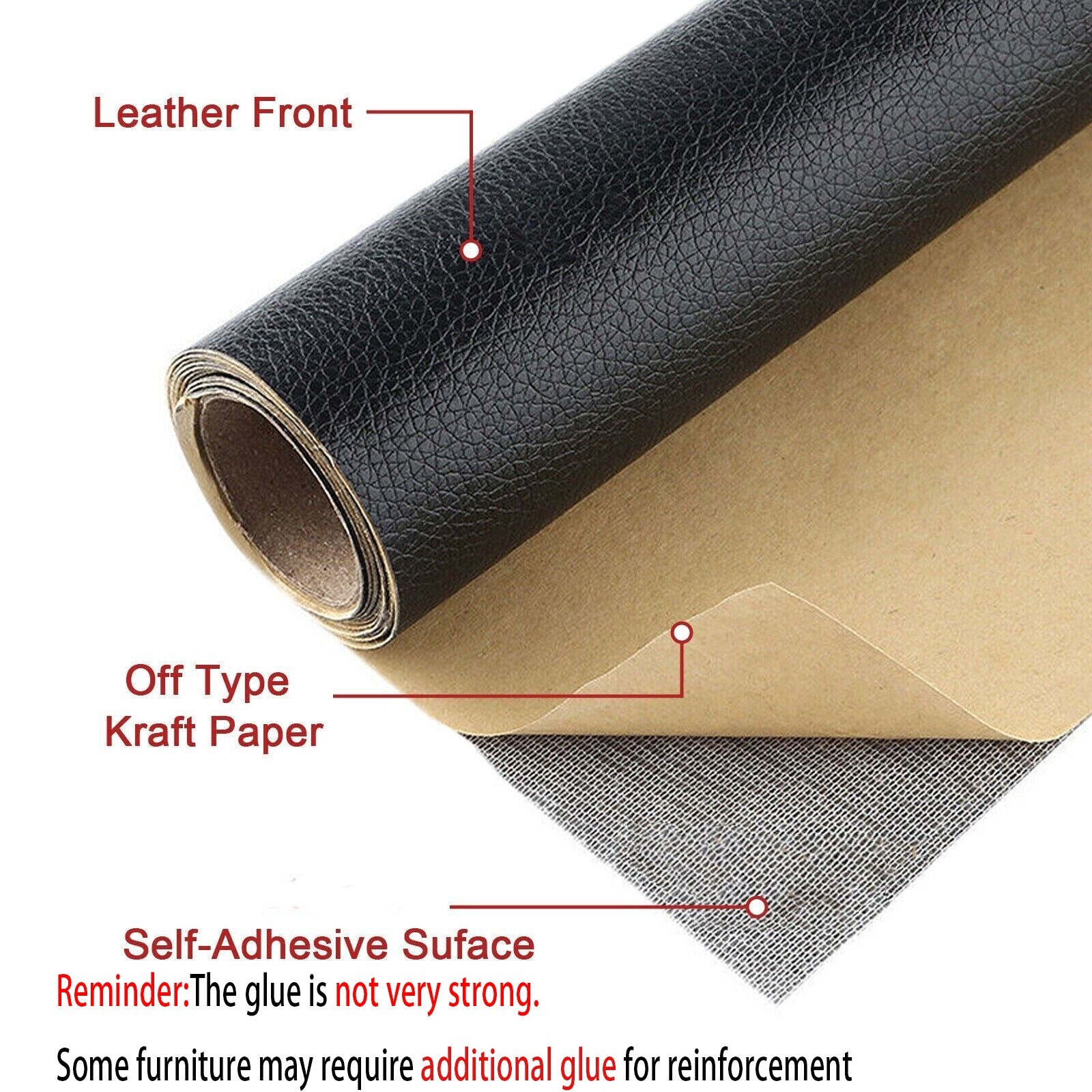 Self Adhesive Vinyl Faux Leather Fabric Repair Patch Kit for Car seat Sofas