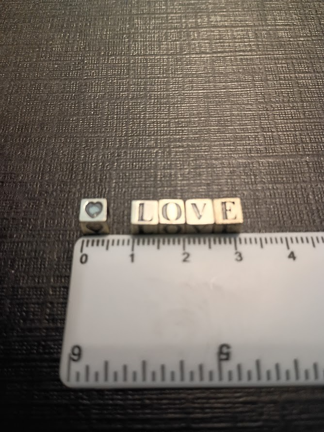 925 Sterling Silver Letter Bead Heart Bead Alphabet Charm Large Hole 5mm DIY