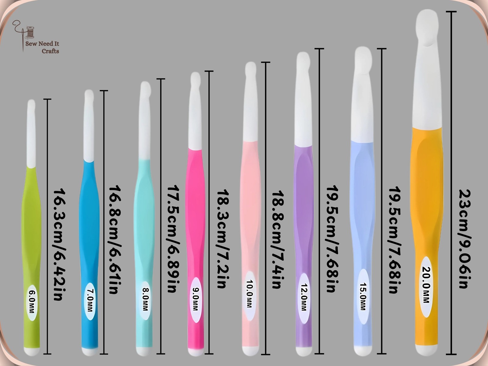 Large Crochet Hooks 6mm–20mm for Chunky Yarn Ergonomic Crochet Hook Set