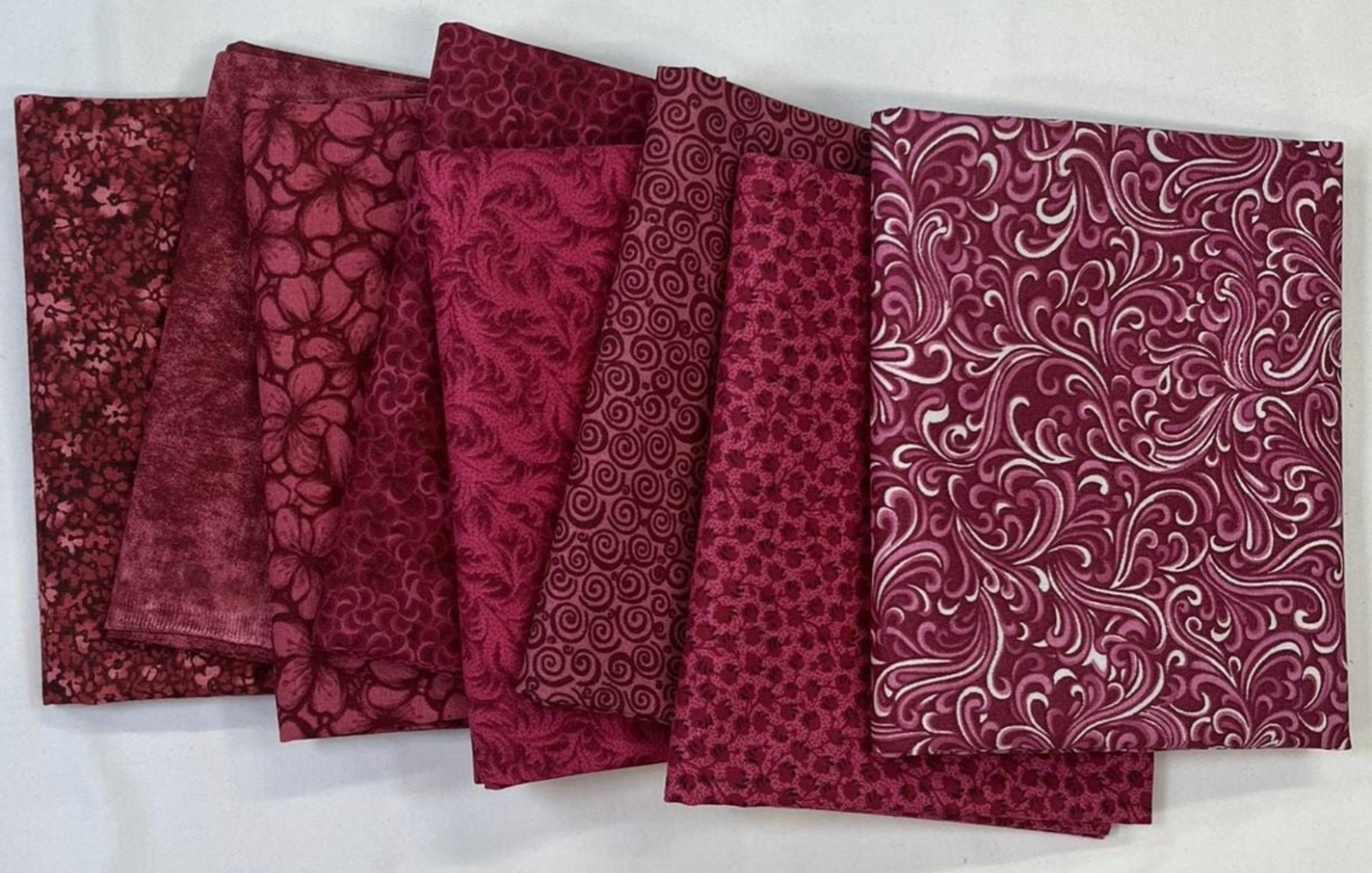 8 Burgundy Maroon Fat Quarters ~ Tonal Blender Cotton Quilt Fabric