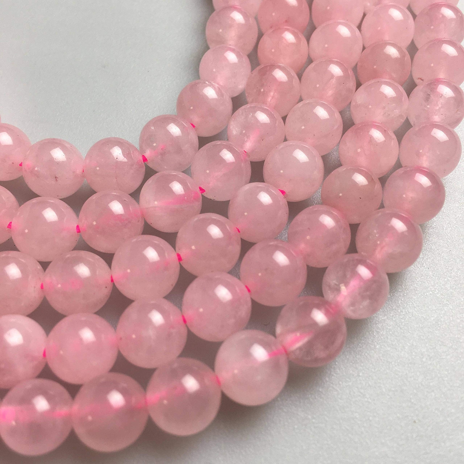 Rose Quartz Smooth Round Beads 4mm 6mm 8mm 10mm 12mm 15.5″ Strand