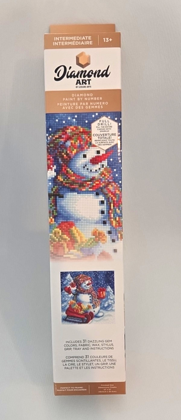 NIB Diamond Art Holiday Snowman Diamond Paint by Number Complete Kit Ages 13+