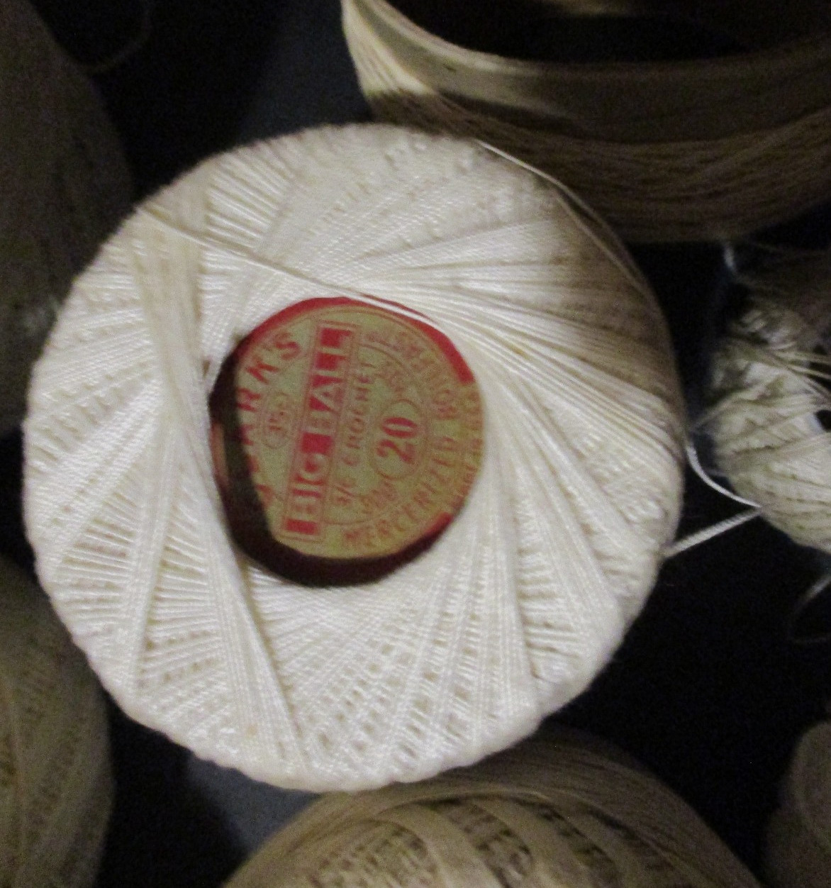 VINTAGE Mixed Lot of Shades of White/Ivory/Ecru Crochet Threads – 23 Pieces