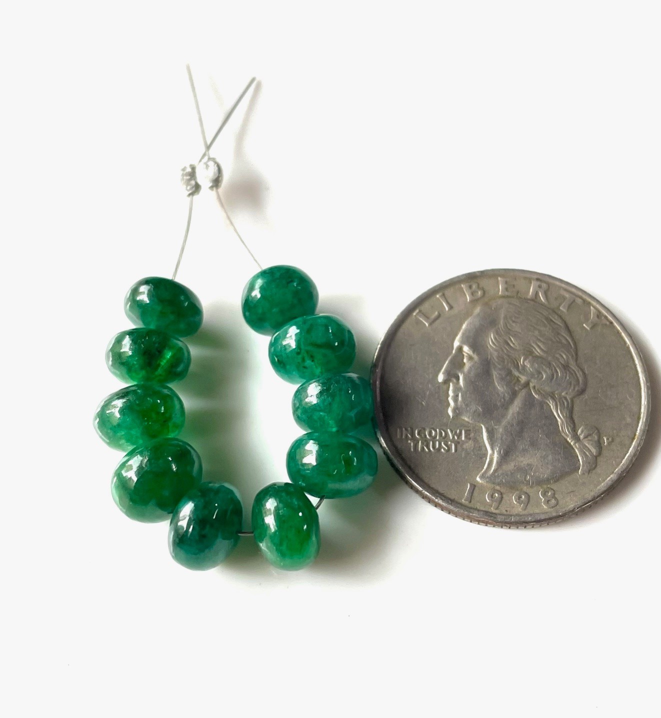 10pcs Natural Emerald Smooth Rondelle Beads 8/6MM, Green Emerald Loose Beads