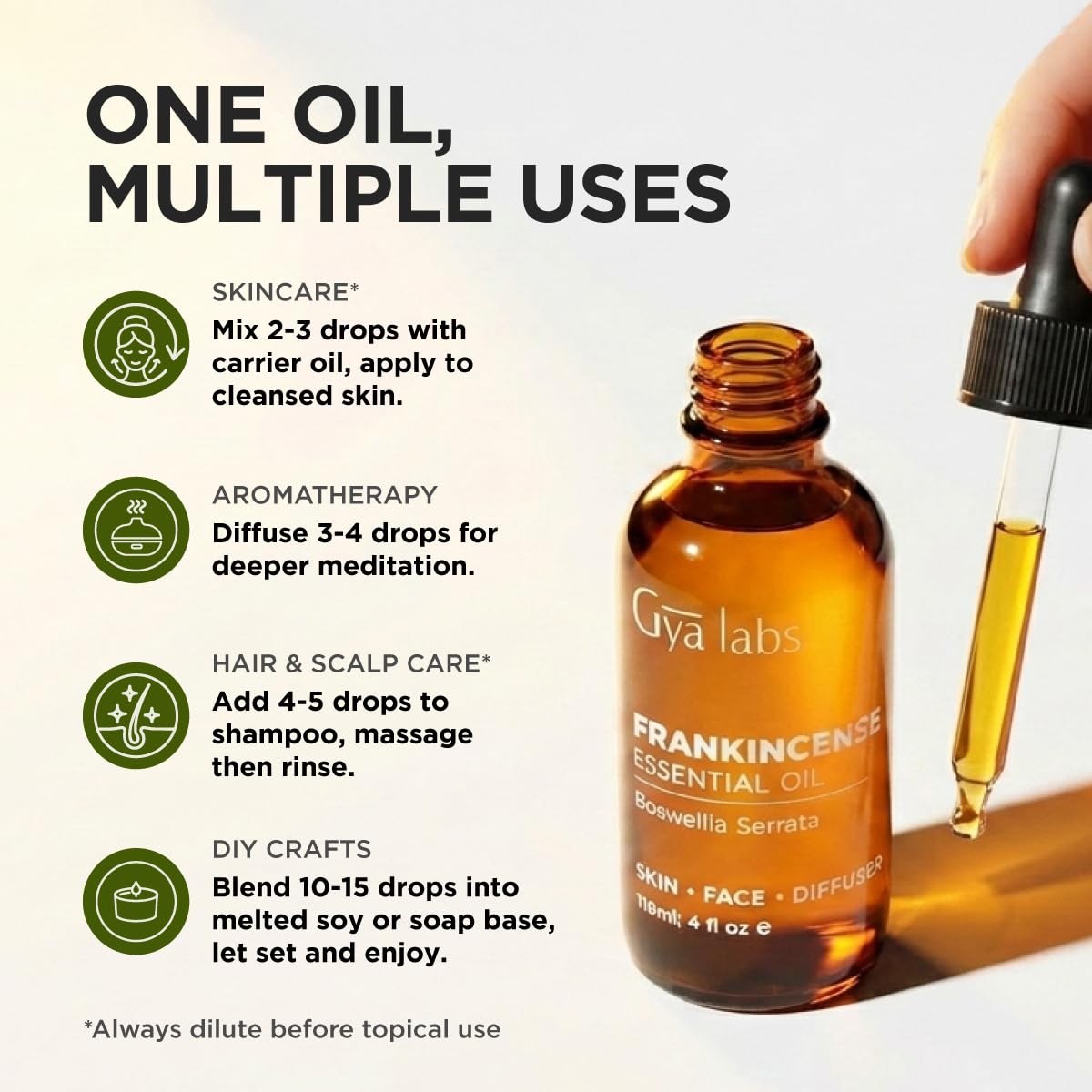 100% Pure Frankincense Essential Oil 4 Fl Oz Frankincense Oil for Hair, Ski…