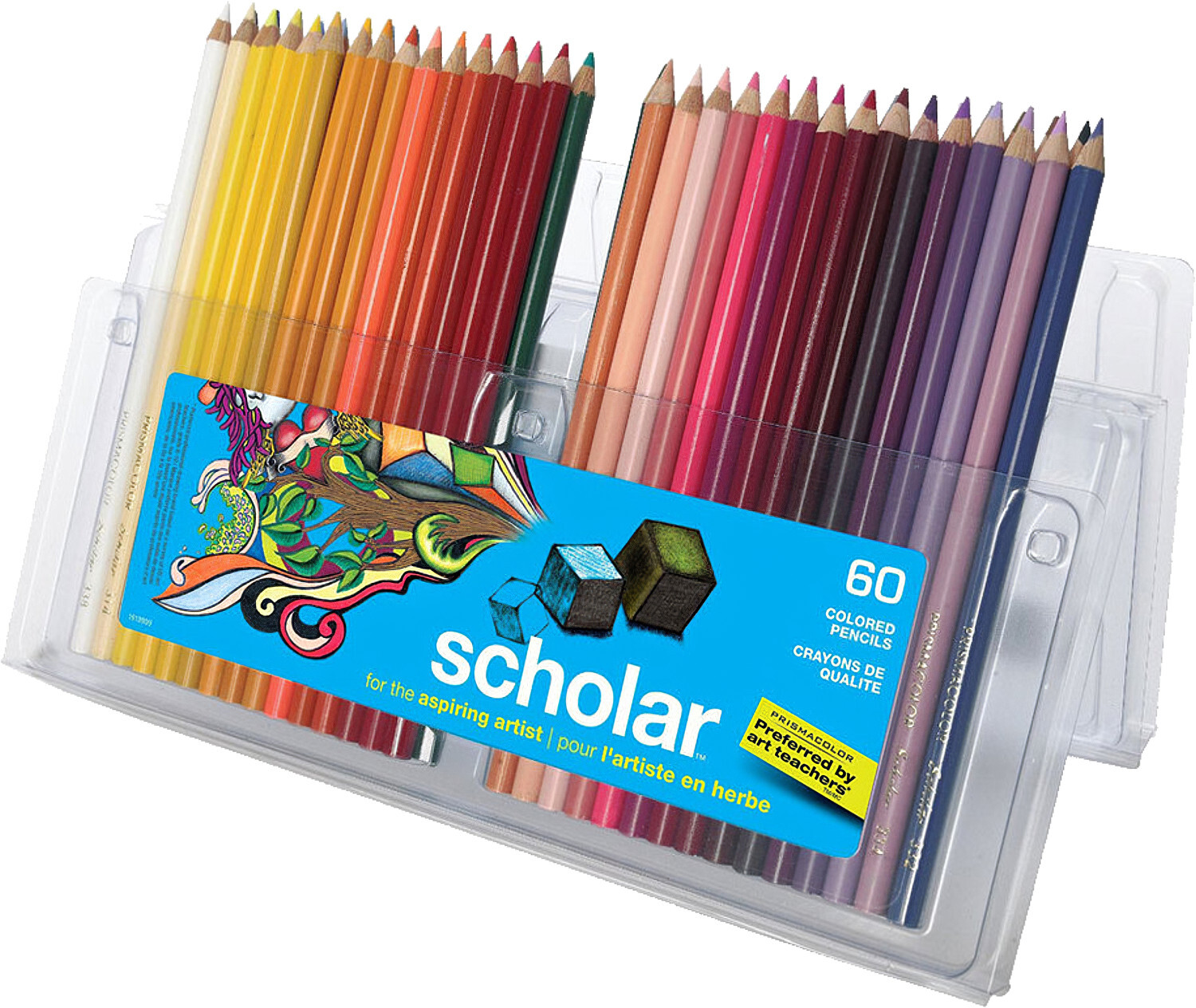 Prismacolor Scholar Colored Pencils 92808HT, 60-Count, Rich, vibrantly pigmented