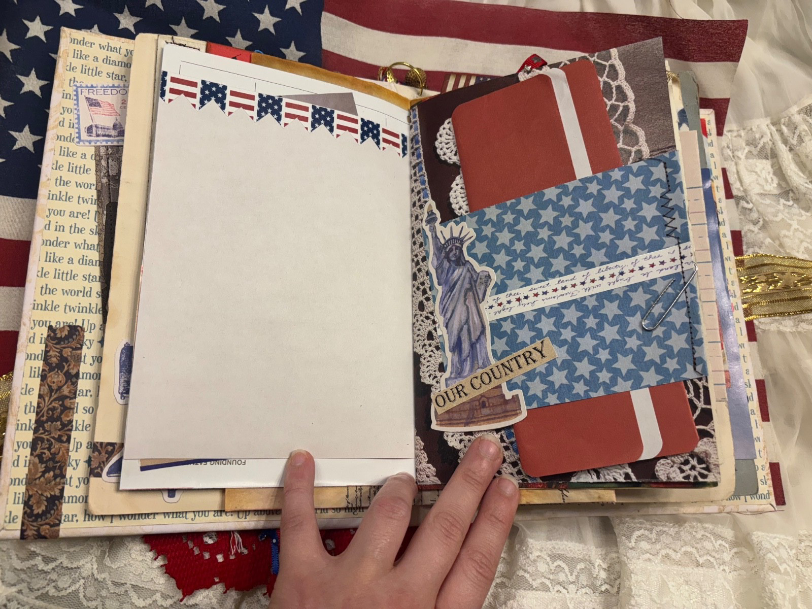 4th of July 🇺🇸 Patriotic America 250 YEARS! Junk Journal handcrafted