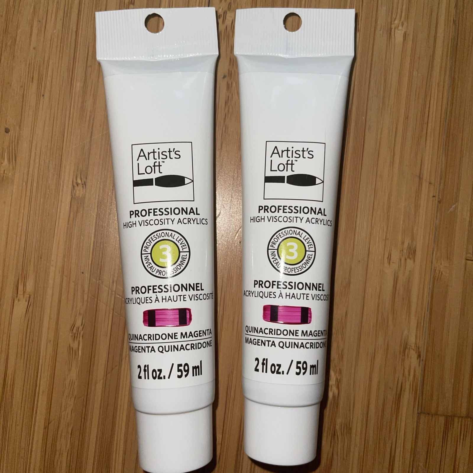 2x High Viscosity Acrylic Paint Professional Level 3 Artist’s Loft Magenta NEW