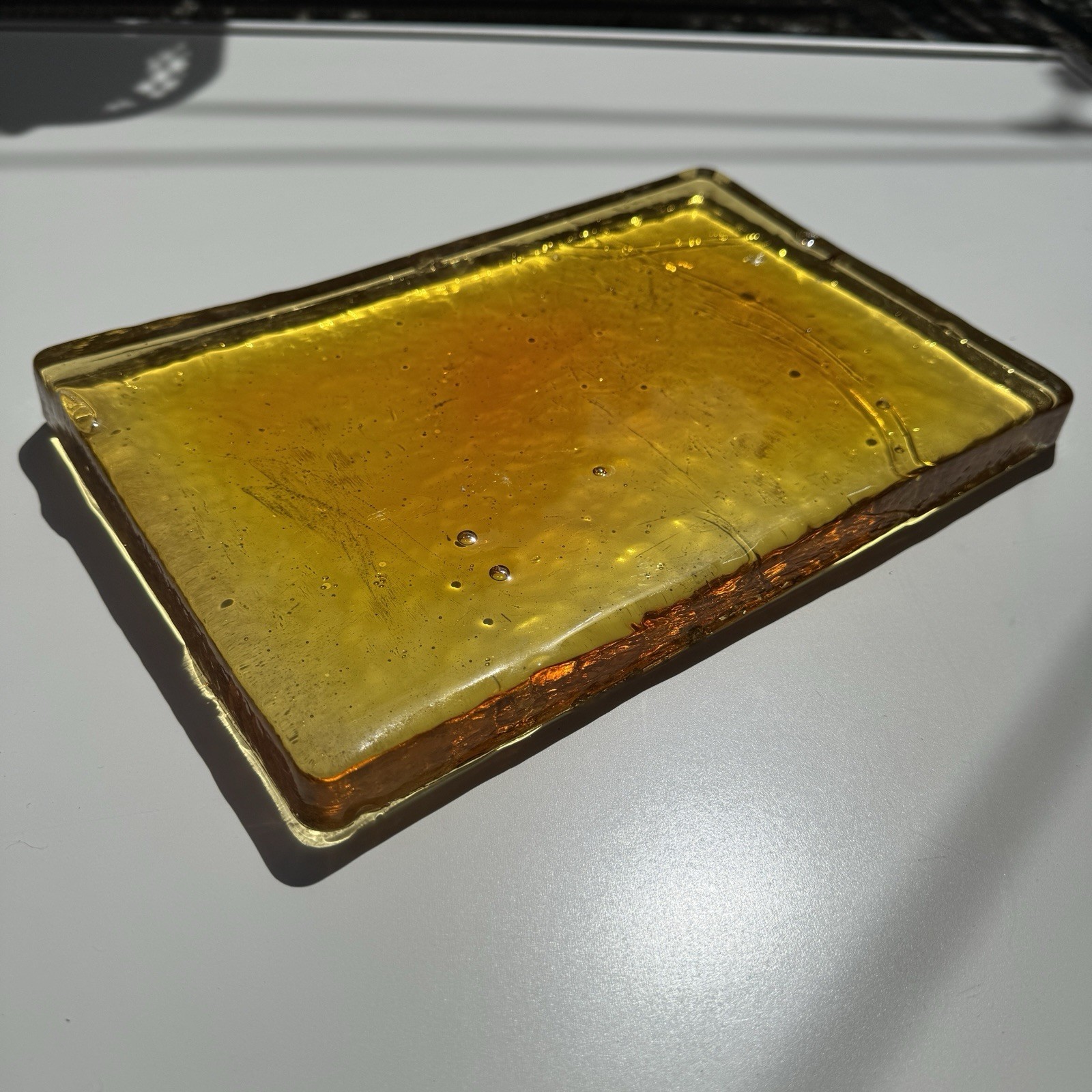 BLENKO Dalle De Verre Yellow/Amber 12×8 Hand-Cast Architectural Glass Slab READ