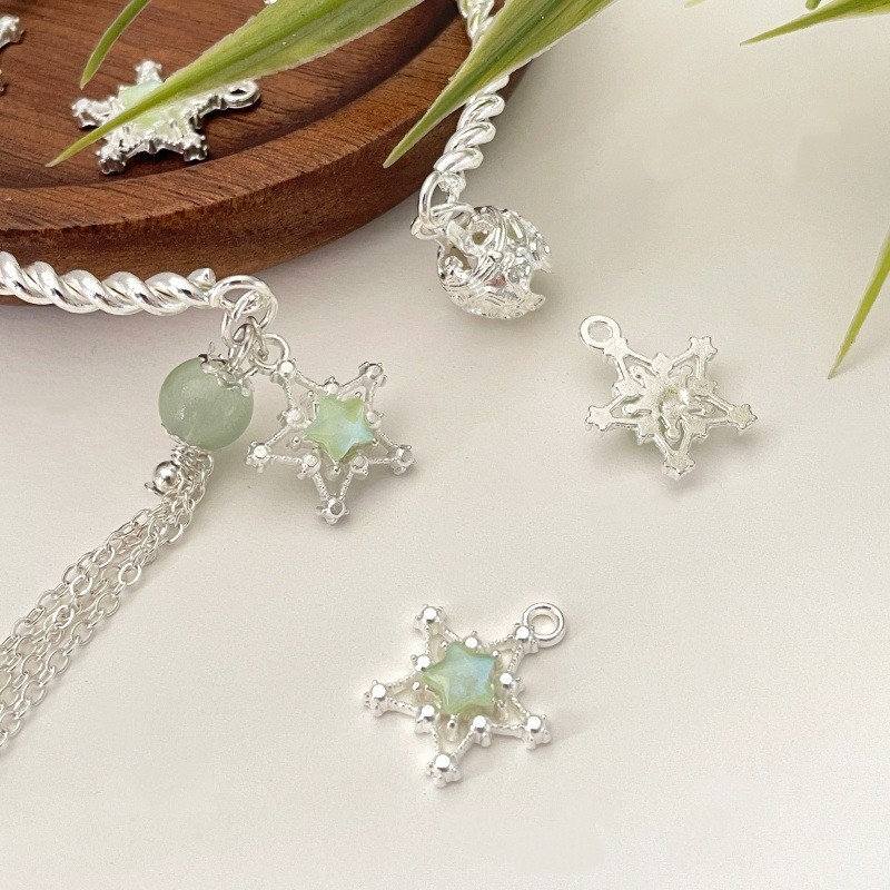 30Pcs Star Alloy Pendants Rhinestone Charms DIY Earring Bracelet Jewelry Making