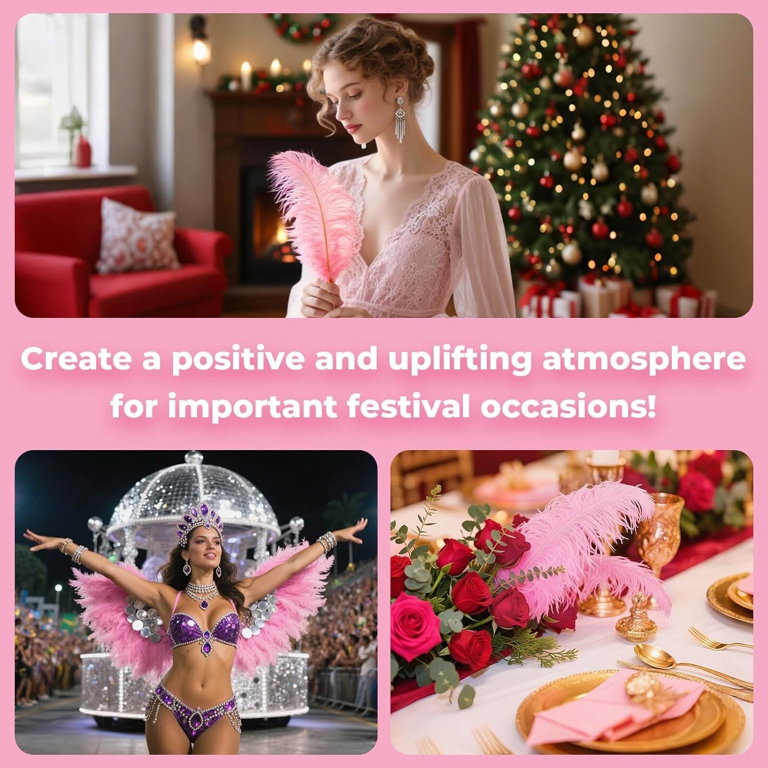 Cruelty-Free Pink Ostrich Feathers Plumes 6-8” Bulk for Creative Projects
