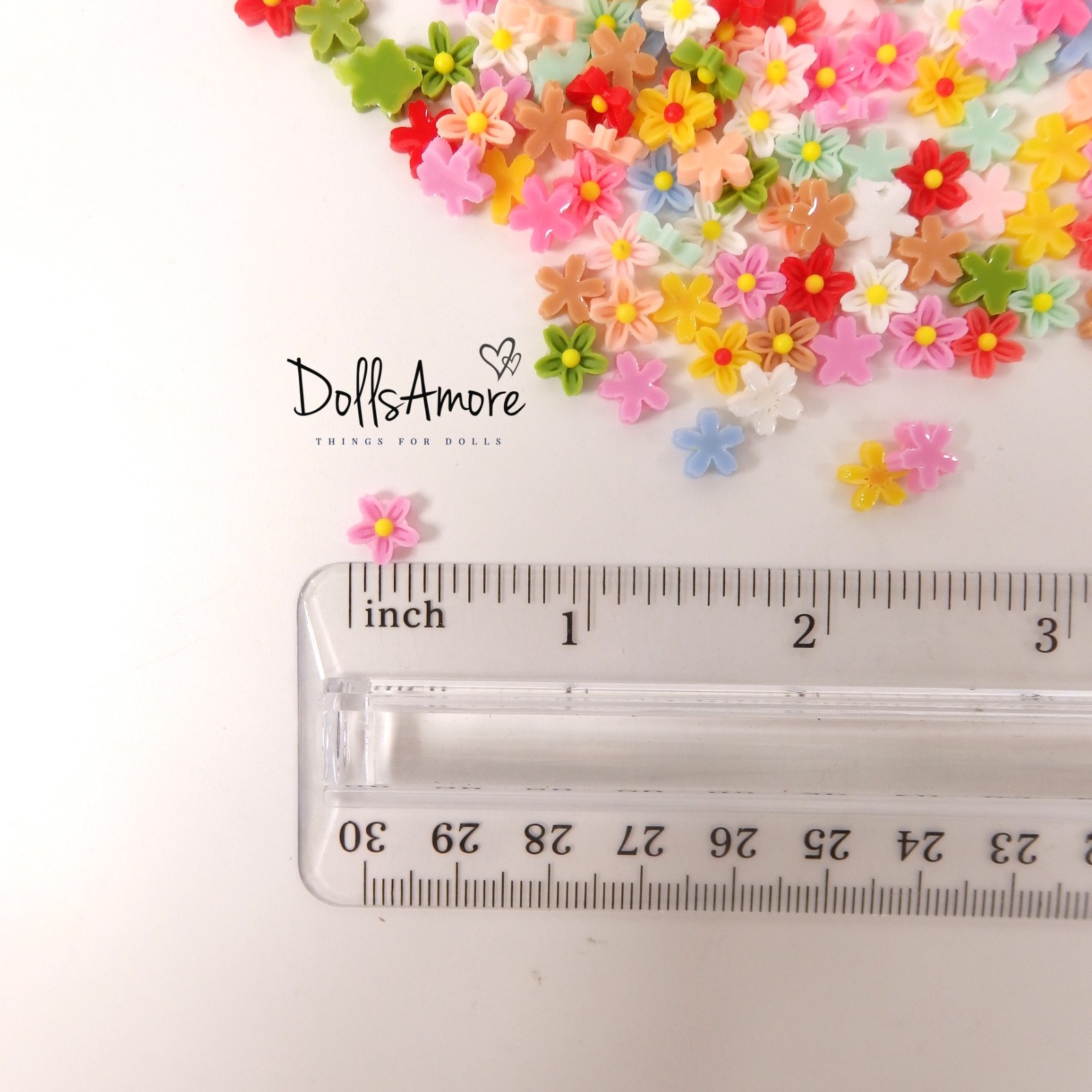 10 Tiny Flower Embelllishments for Doll Clothing, Crafts