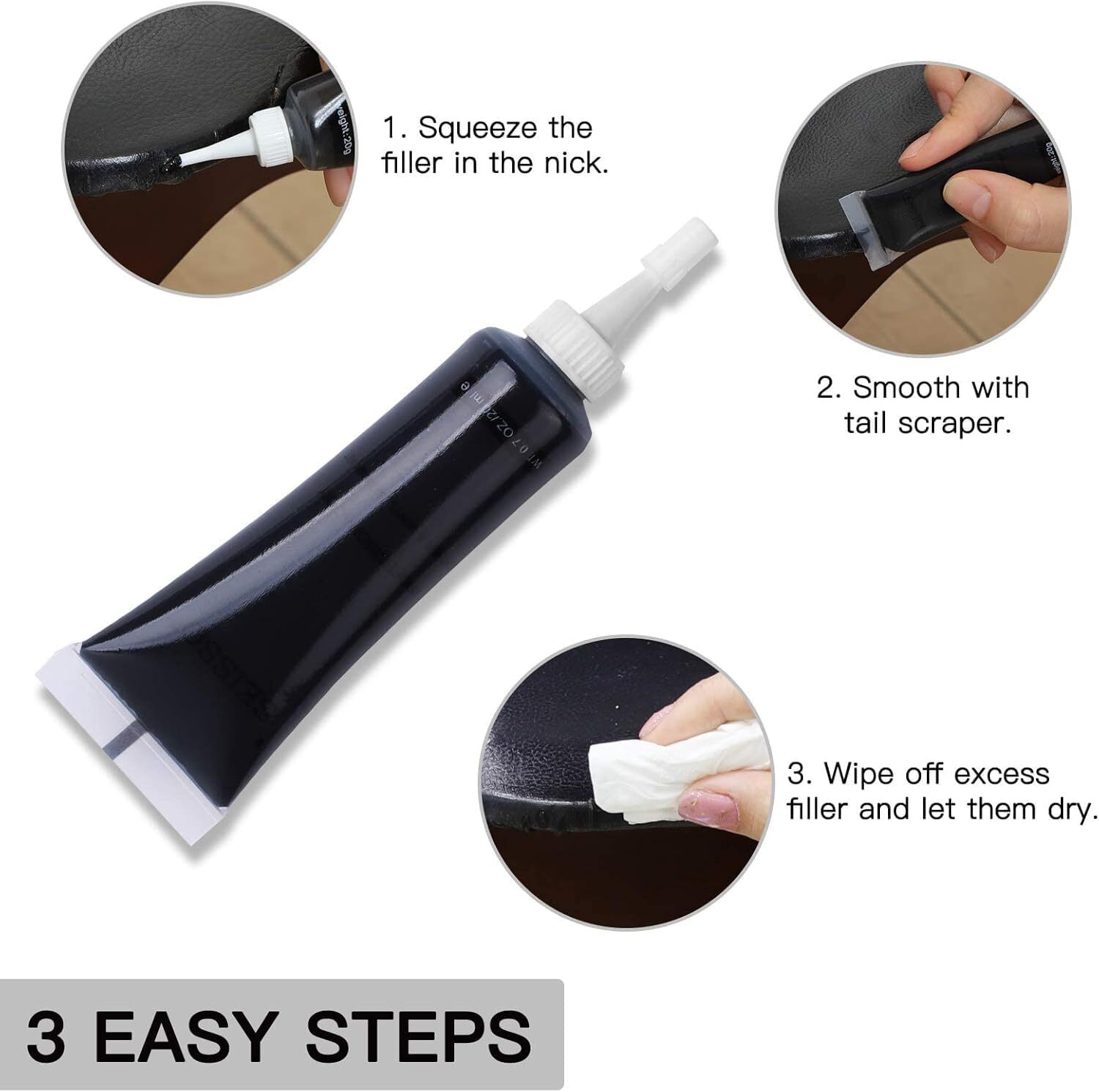 20ml Advanced Leather Repair Kit Filler Vinyl DIY Car Seat Patch Sofa Rip Holes