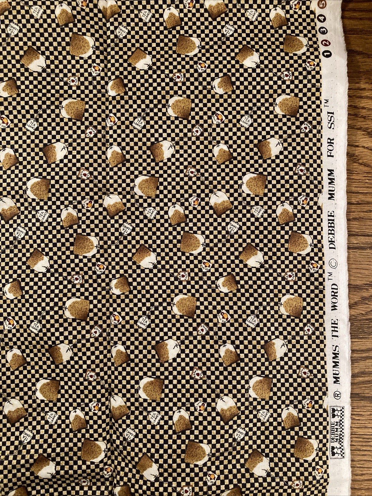 Debbie Mumm Brown fabric Tea Bags Black & Tan 100% cotton 1 Yard