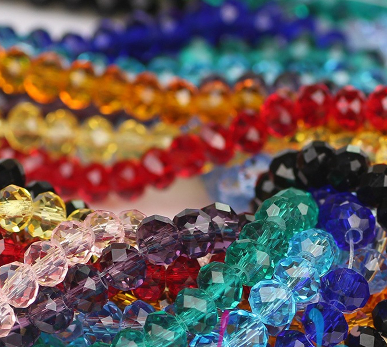64pcs 8X10mm Faceted Rondelle Crystal Glass Loose Spacer Beads Jewelry Making