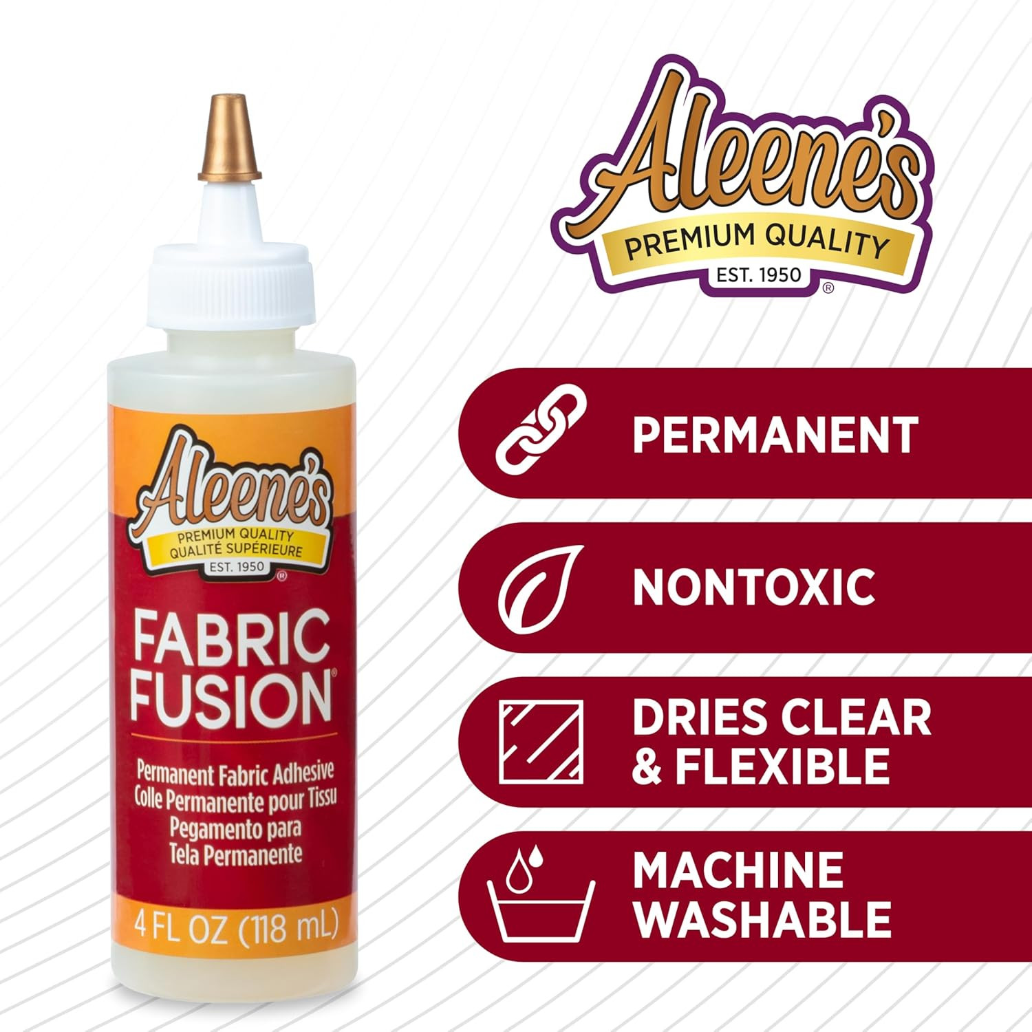 Fabric Fusion Glue 4 Oz, Nontoxic, Permanent and Washable Adhesive, Dries Flexib