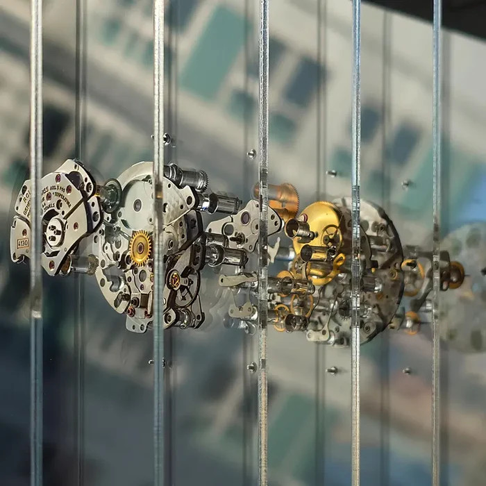 Timeless Transparency™, 3D Disassembled Mechanical Watch Artwork, Golden Cash