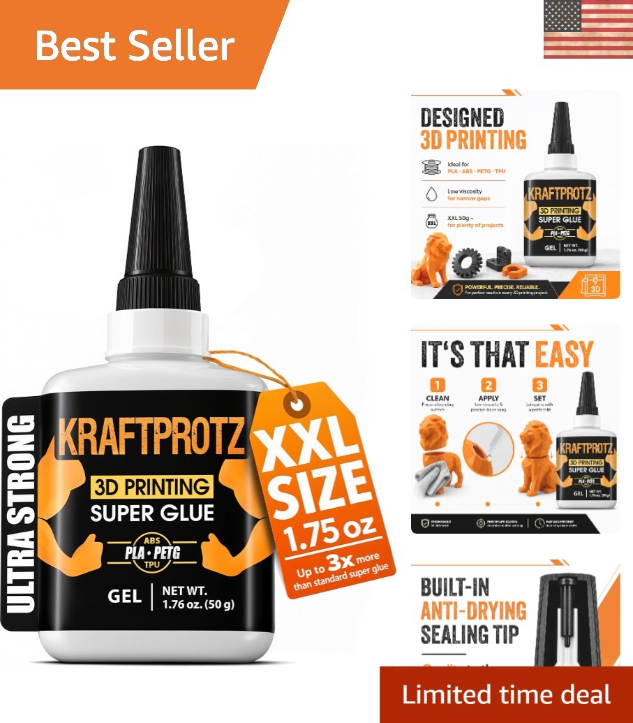 1.75 oz High Viscosity 3D Printing Super Glue – Strong, Clear Gel for Filaments