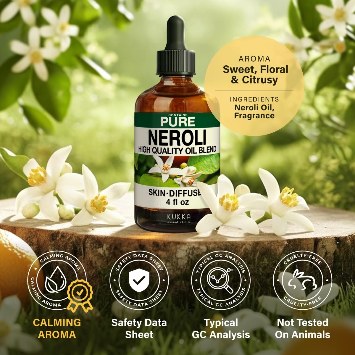 100% Pure Neroli Oil – 4 Fl Oz 4.00 (Pack of 1),