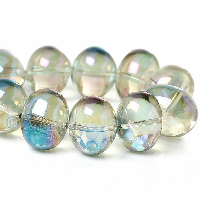 Chartreuse Aurora Borealis Wholesale Oval AB Glass Beads G2993 – 10, 20 Or 50PCs